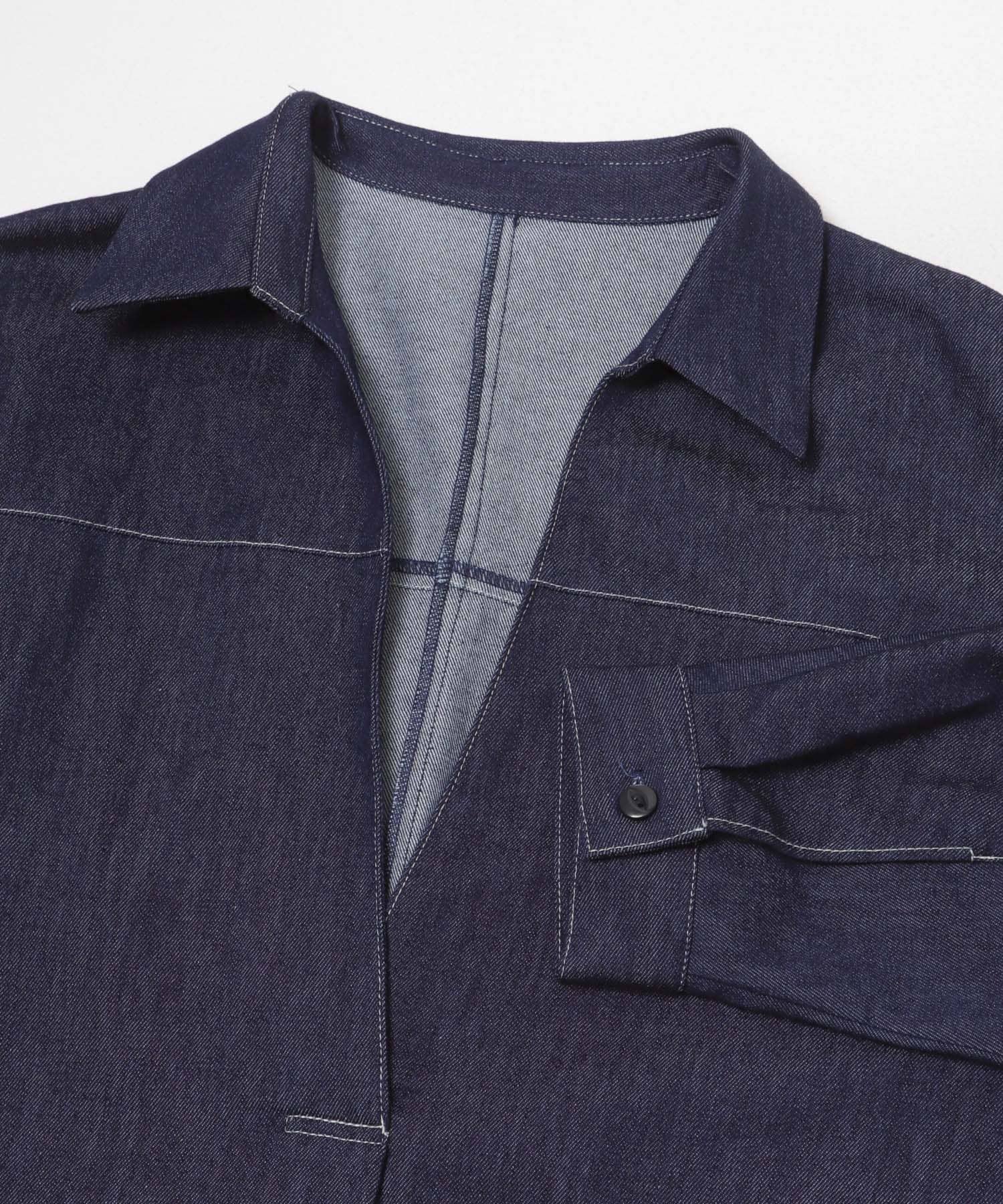 『WEB/一部店舗限』スキッパーデニムワンピース INDIGO Free