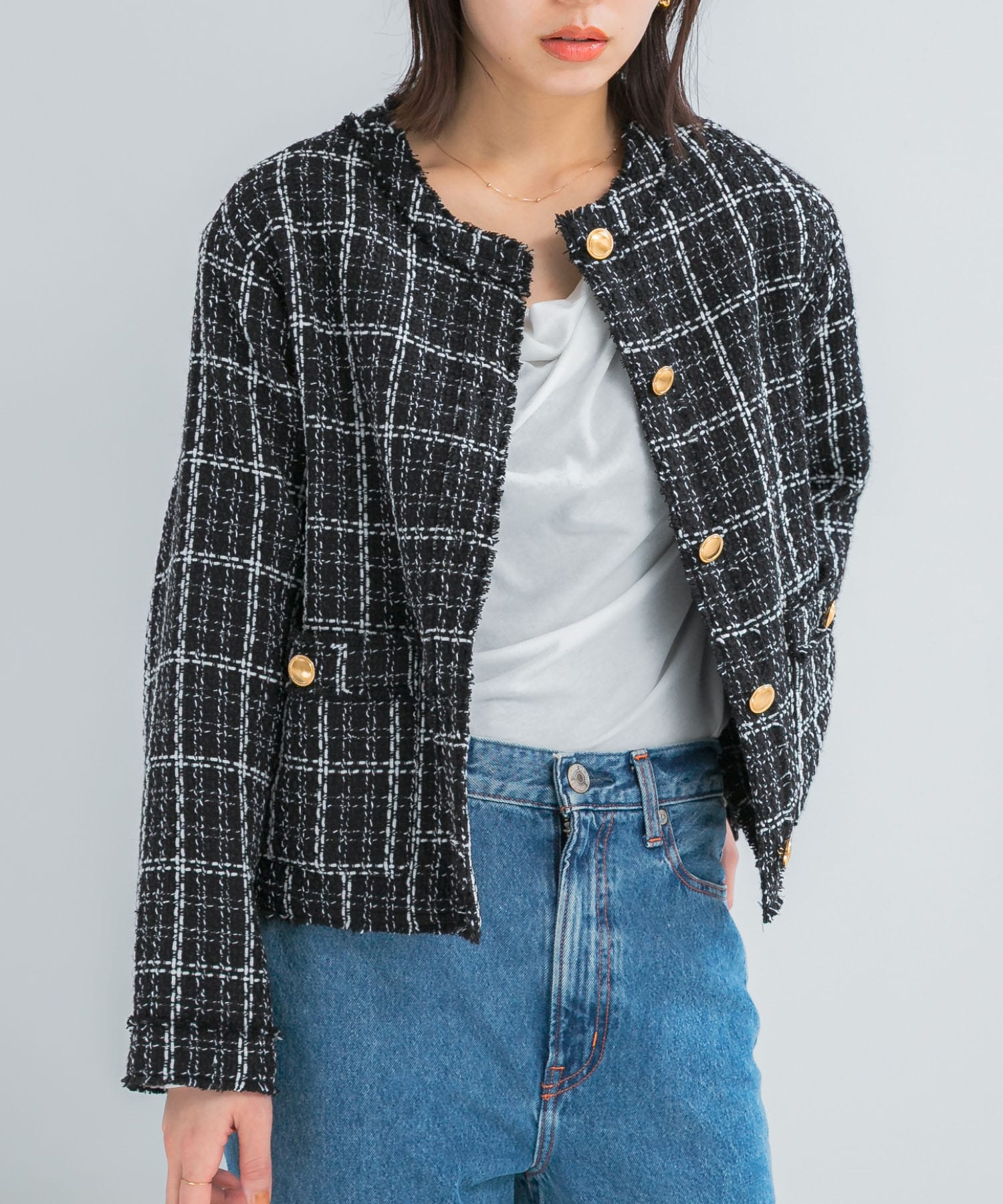 『WEB限定』ツイードノーカラージャケット