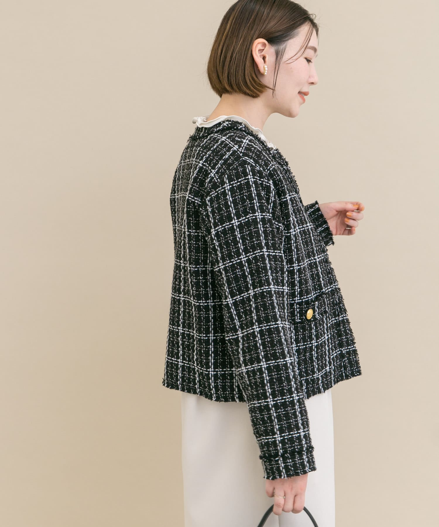 URBAN RESEARCH　ツイードノーカラージャケット WEB限定』ツイードノーカラージャケット(Free BLACK): アウター｜URBAN