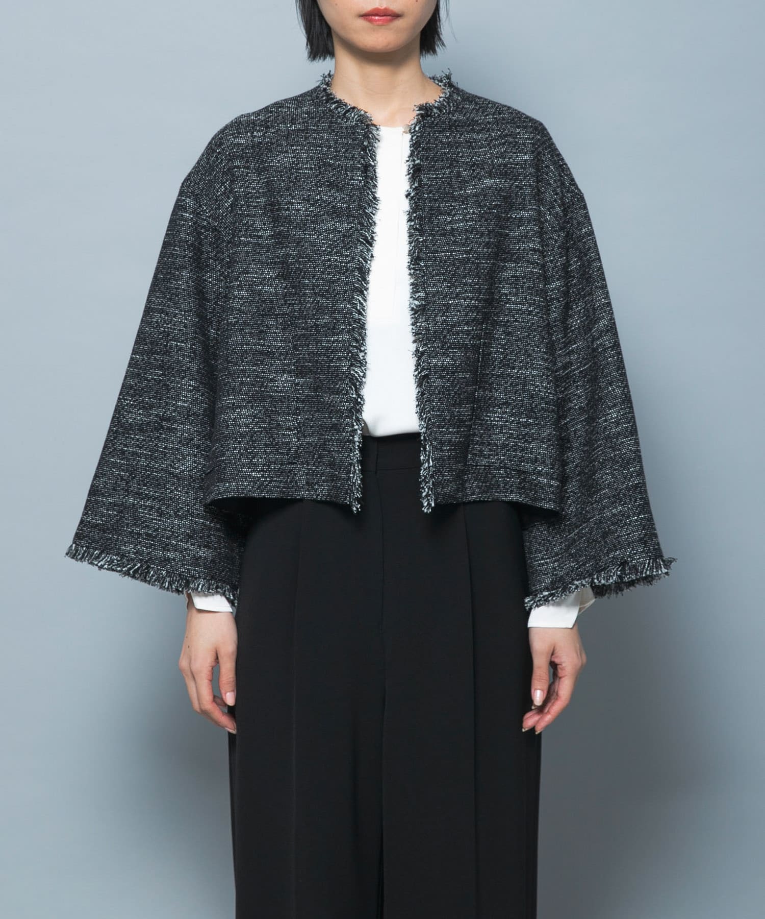 ツイードショートジャケット BLACK Free