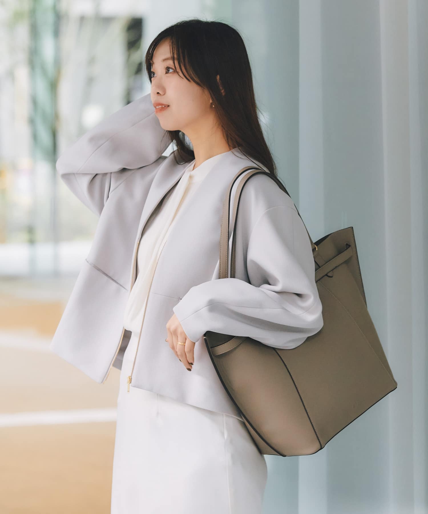 ストレッチジョーゼットブルゾン