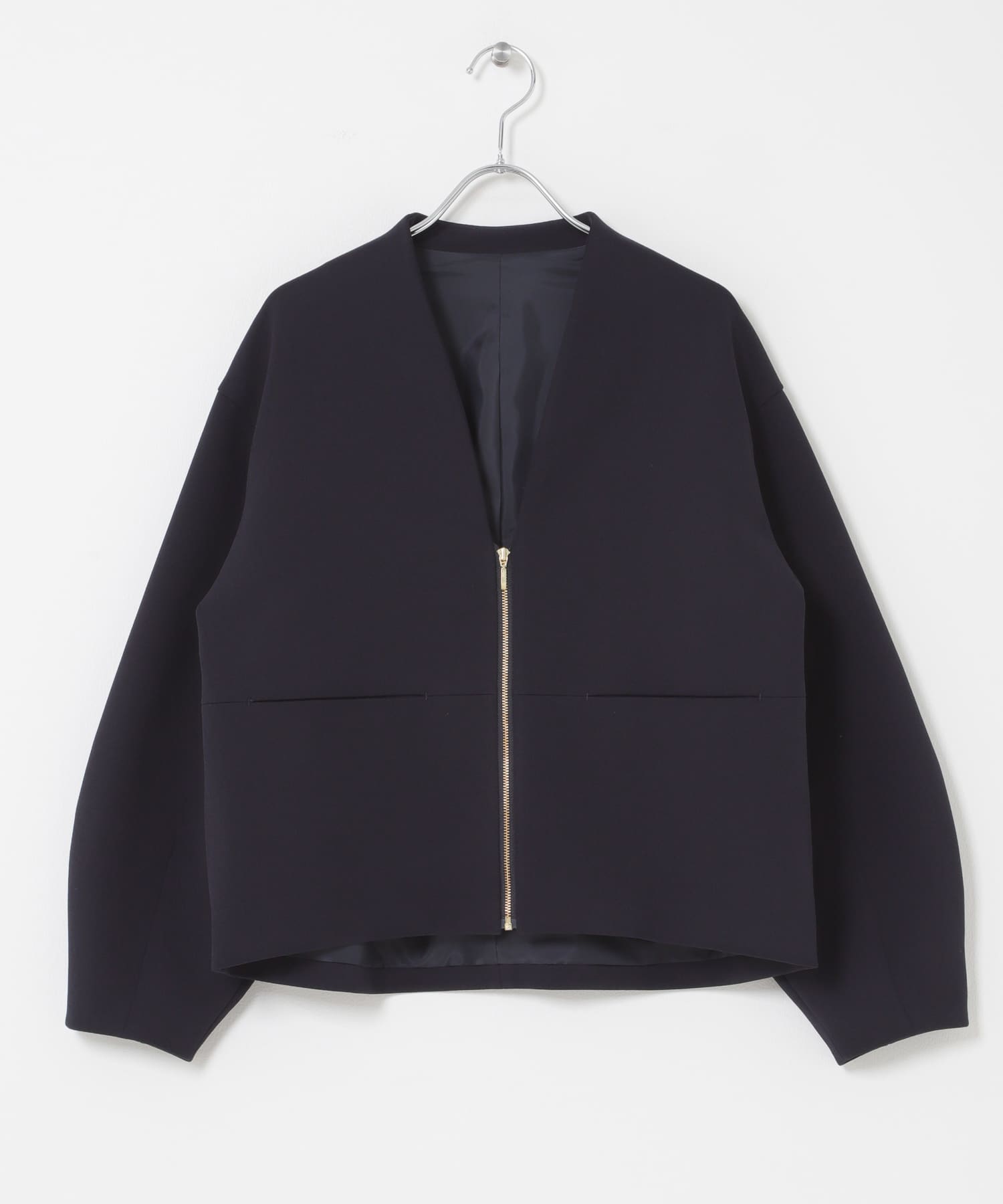 ストレッチジョーゼットブルゾン NAVY Free