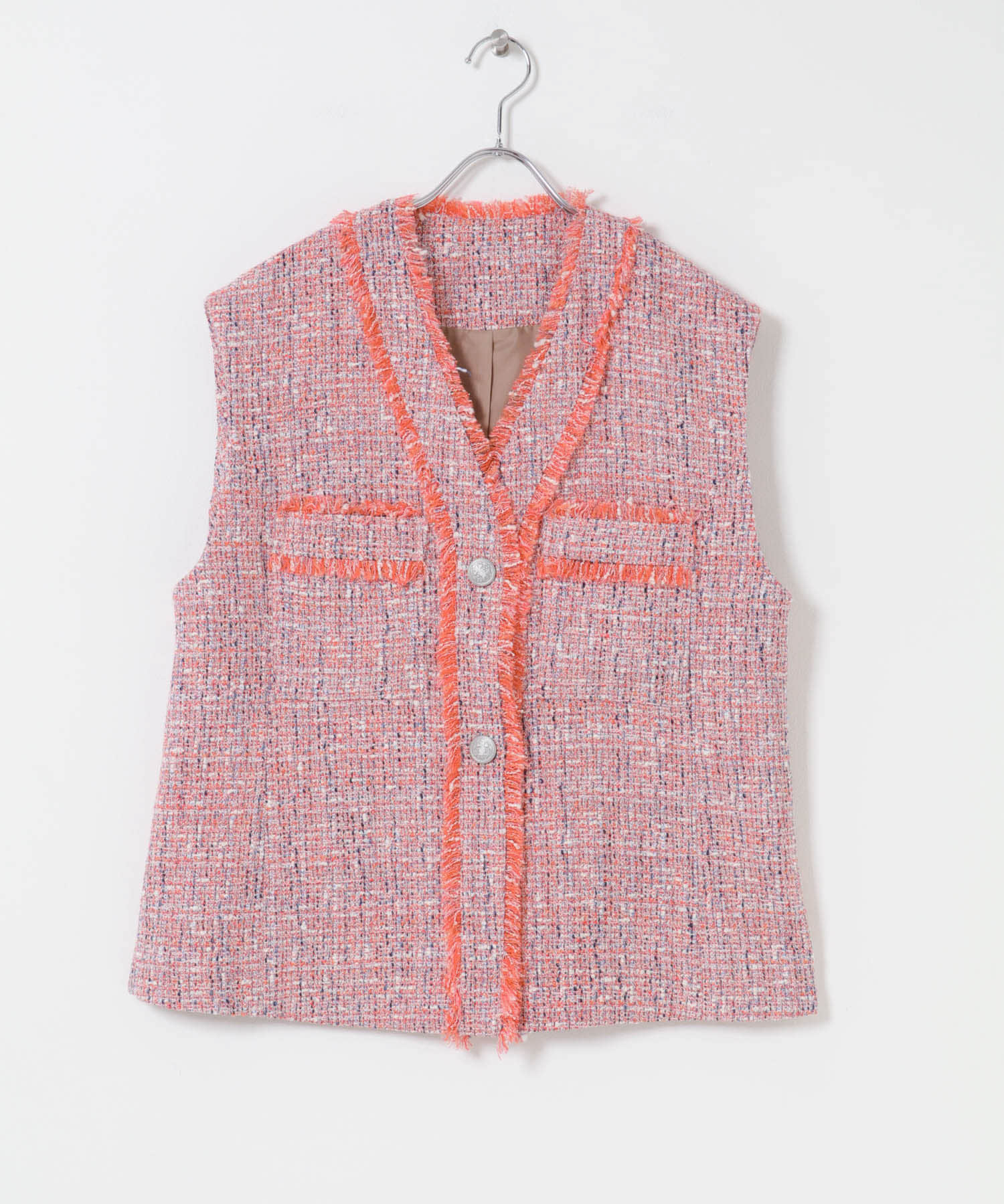 ツイードオーバージレ MIX PINK Free