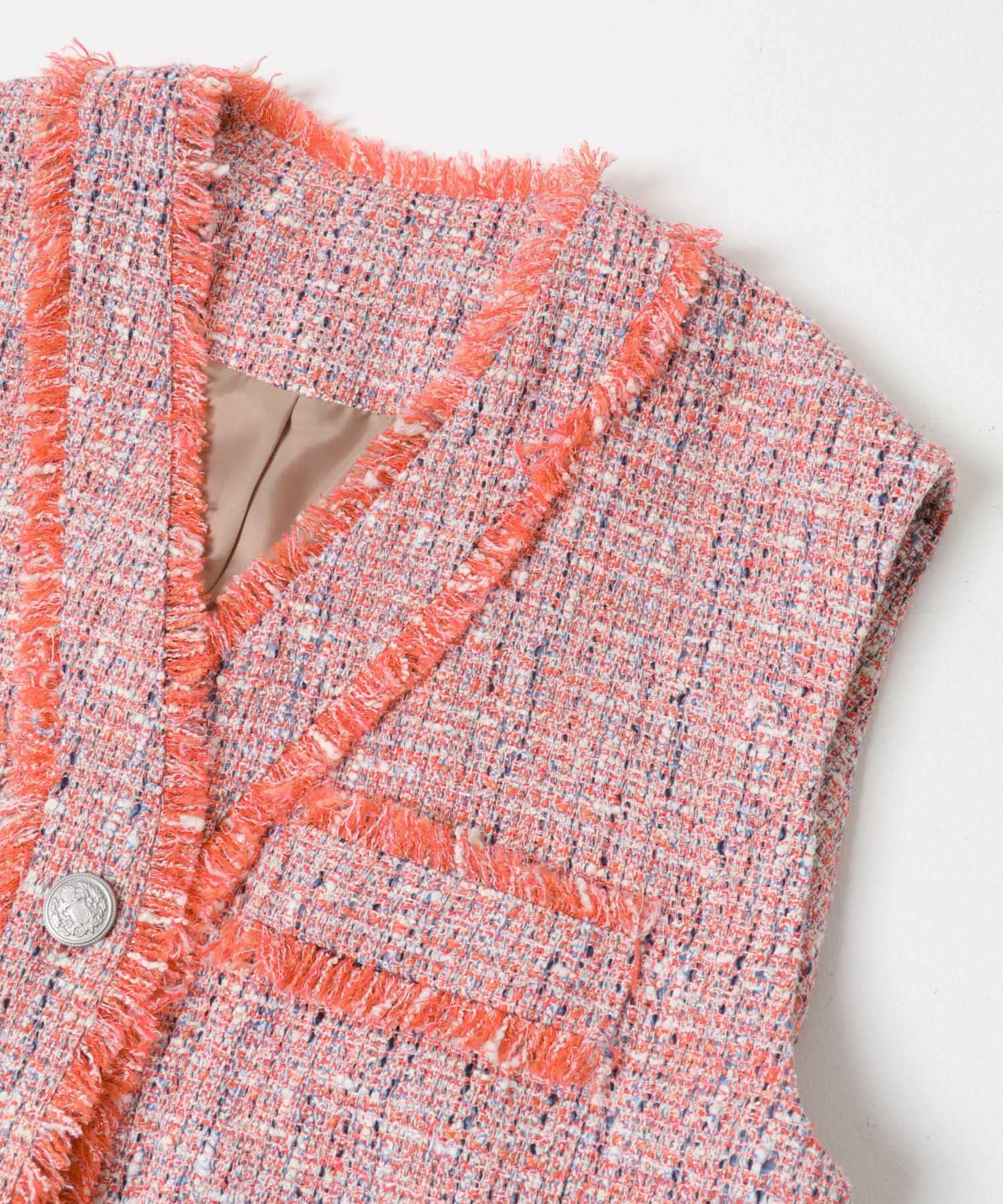 ツイードオーバージレ MIX PINK Free