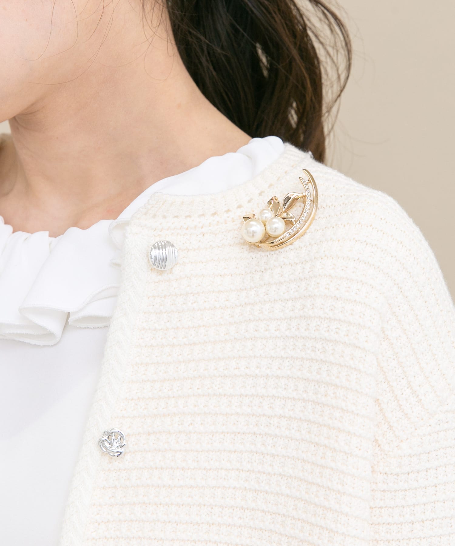 『WEB限定』パールリーフブローチ GOLD -