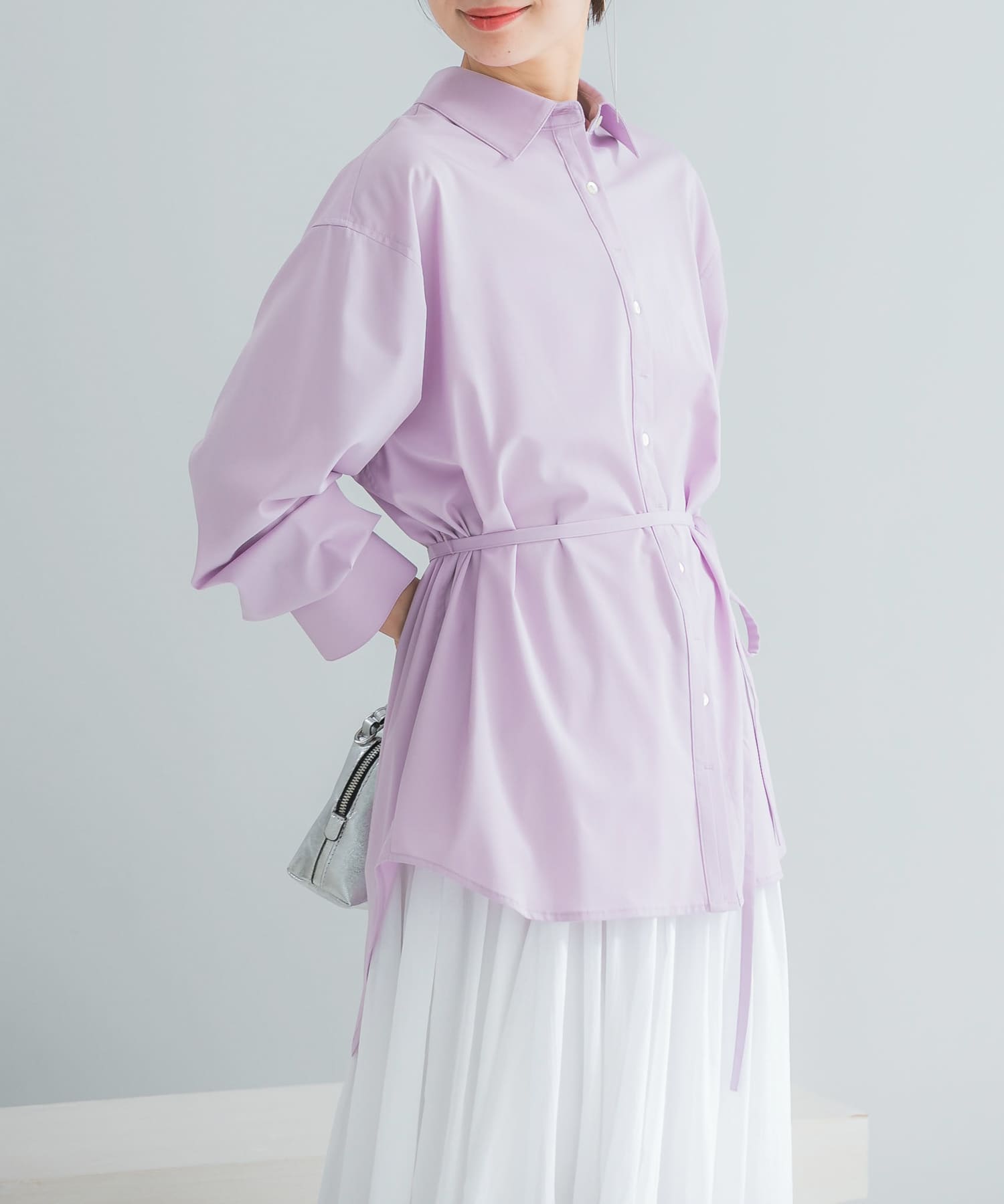 シルク混デザインカラーシャツ(Free L.PURPLE): トップス｜URBAN