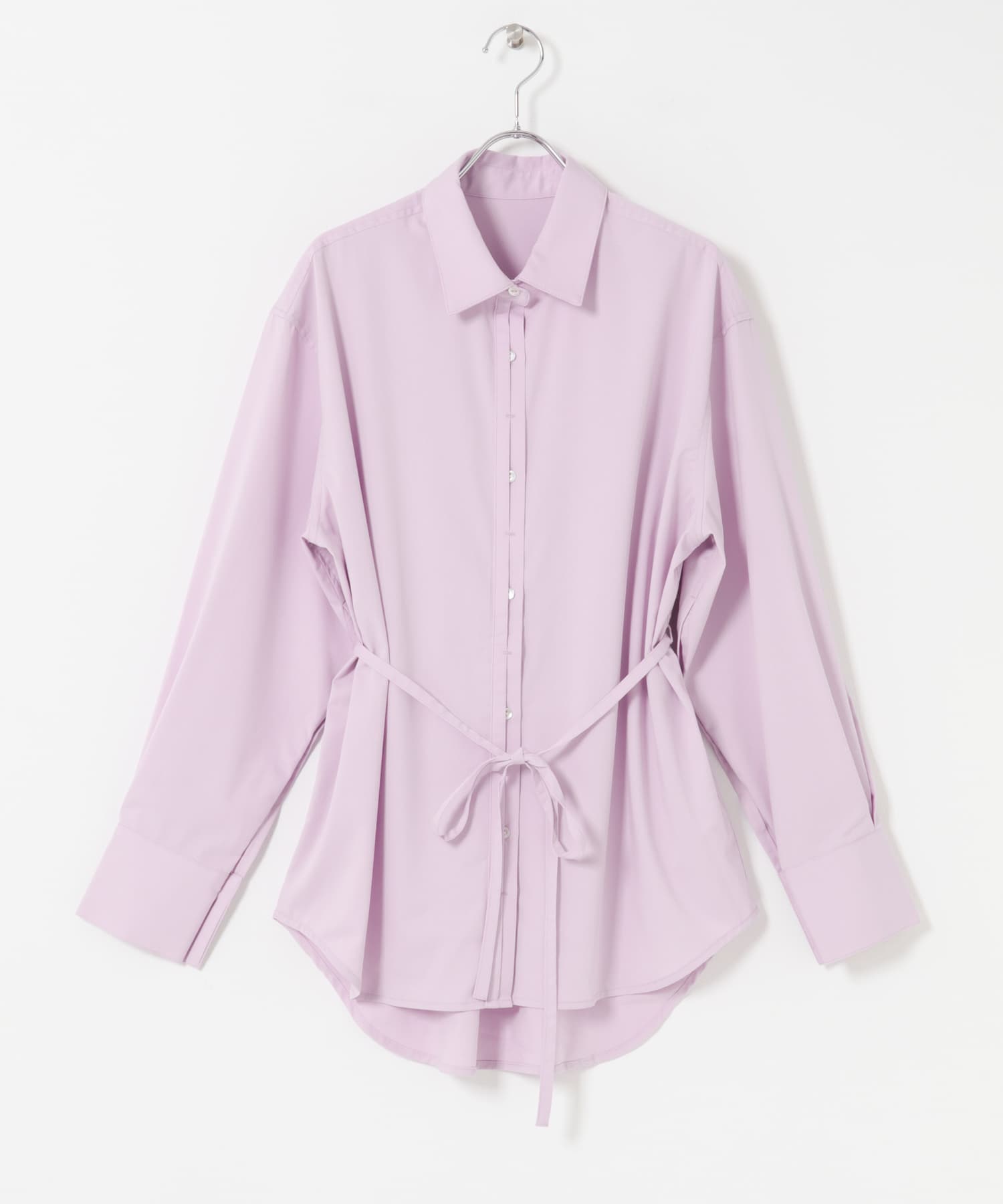 シルク混デザインカラーシャツ L.PURPLE Free