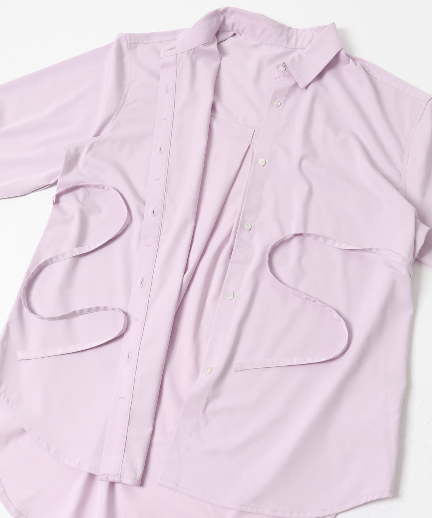 シルク混デザインカラーシャツ L.PURPLE Free