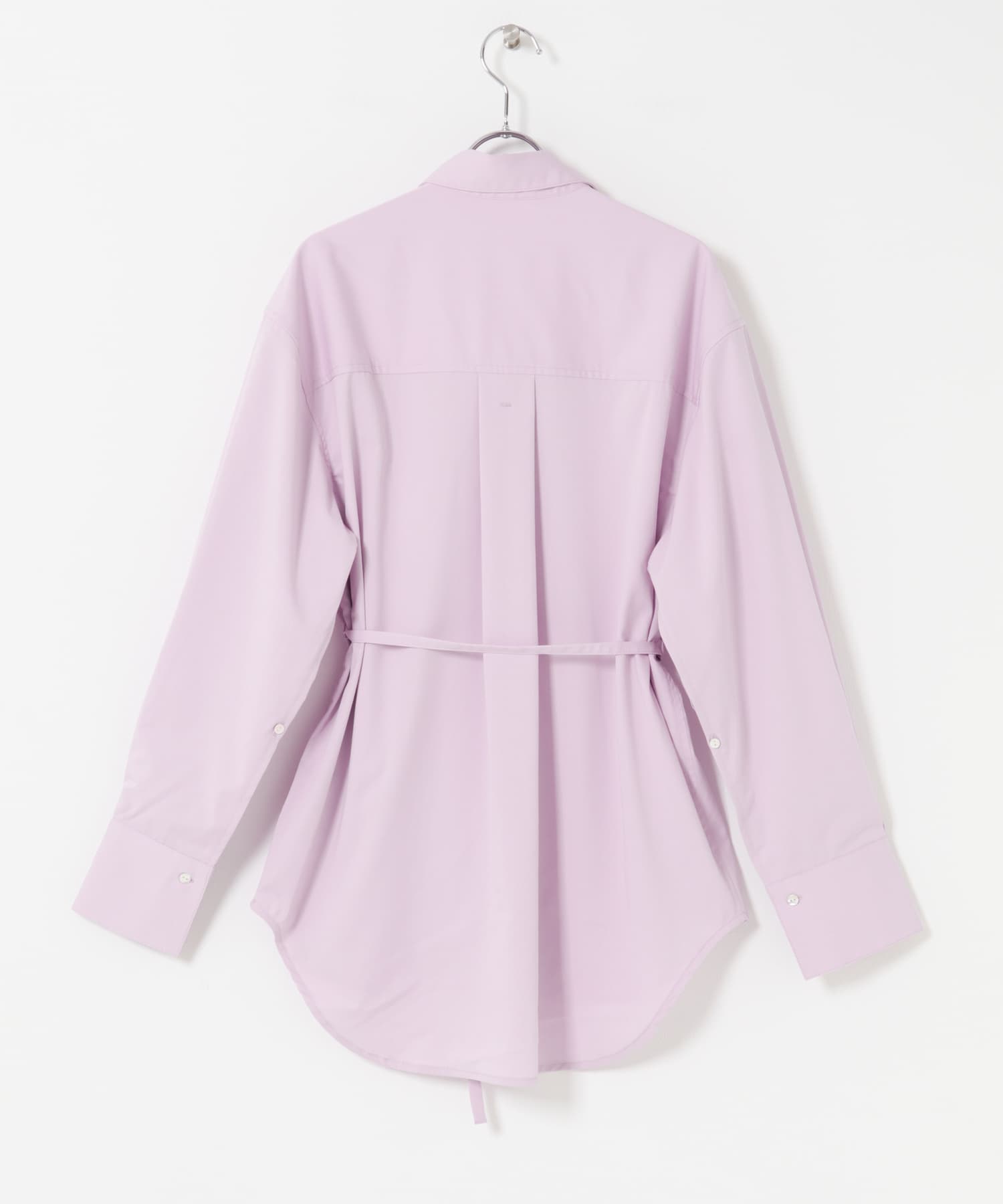 シルク混デザインカラーシャツ L.PURPLE Free