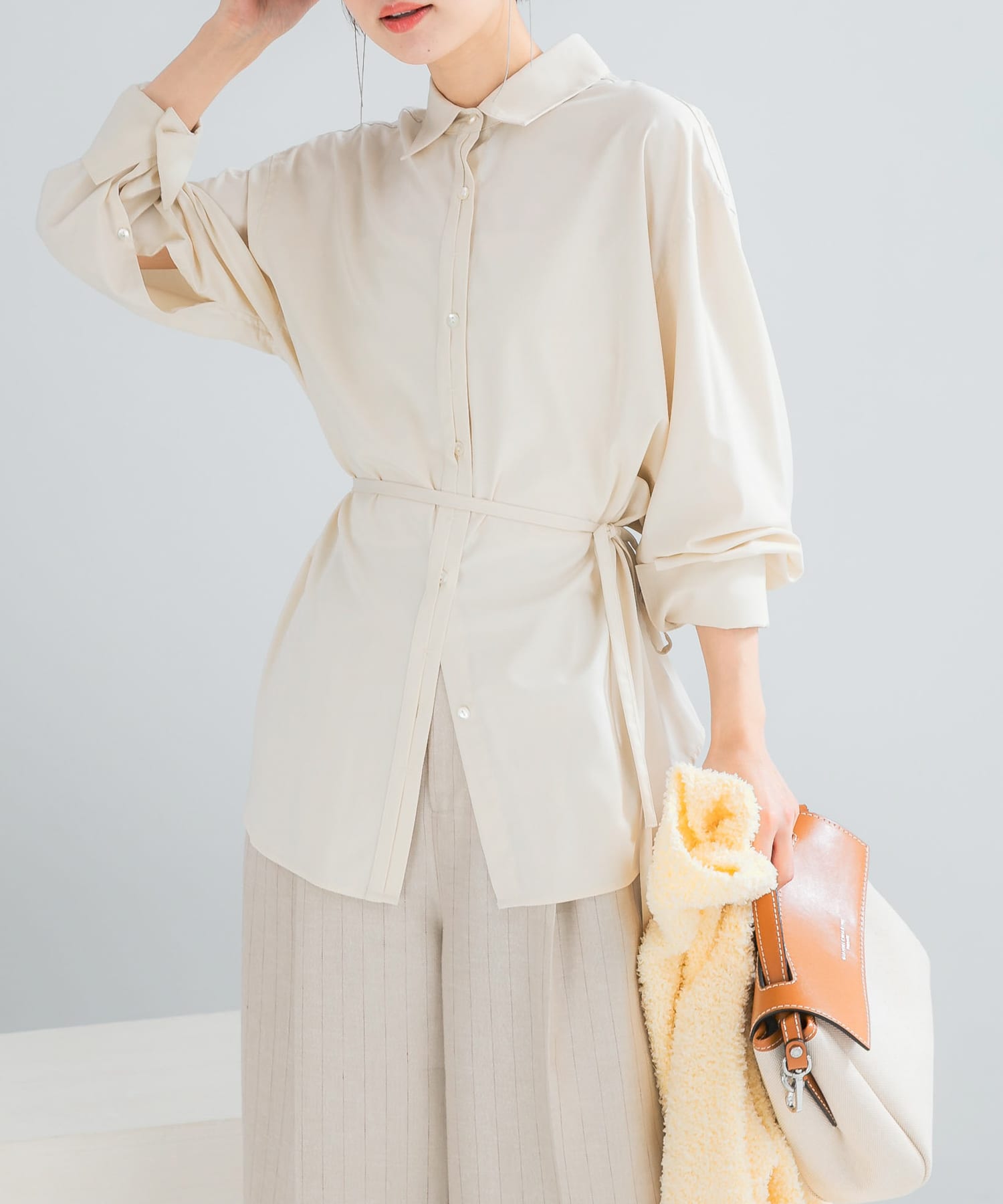 シルク混デザインカラーシャツ