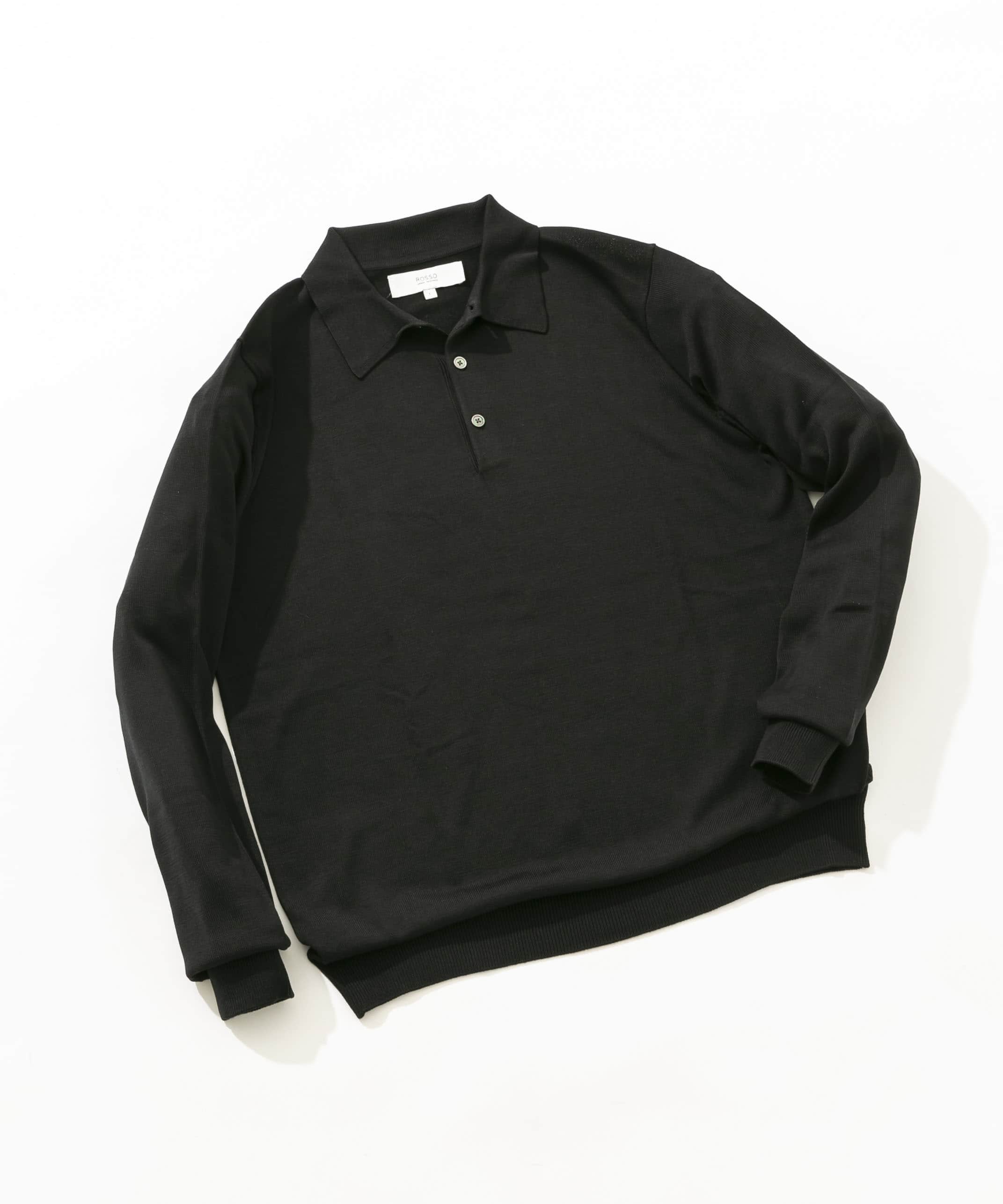 『XLサイズあり』『UR TECH』ハイゲージニットポロシャツ BLACK M