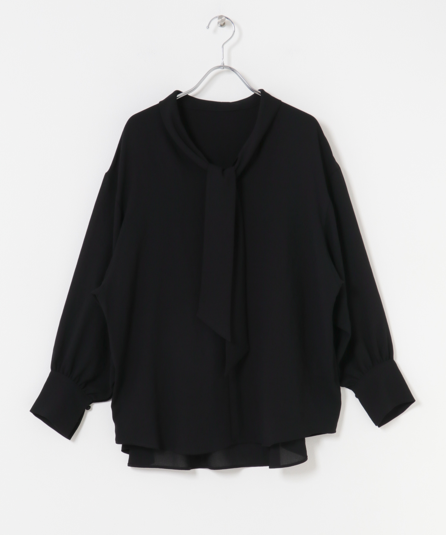 ヴィンテージジョーゼットボータイブラウス BLACK FREE