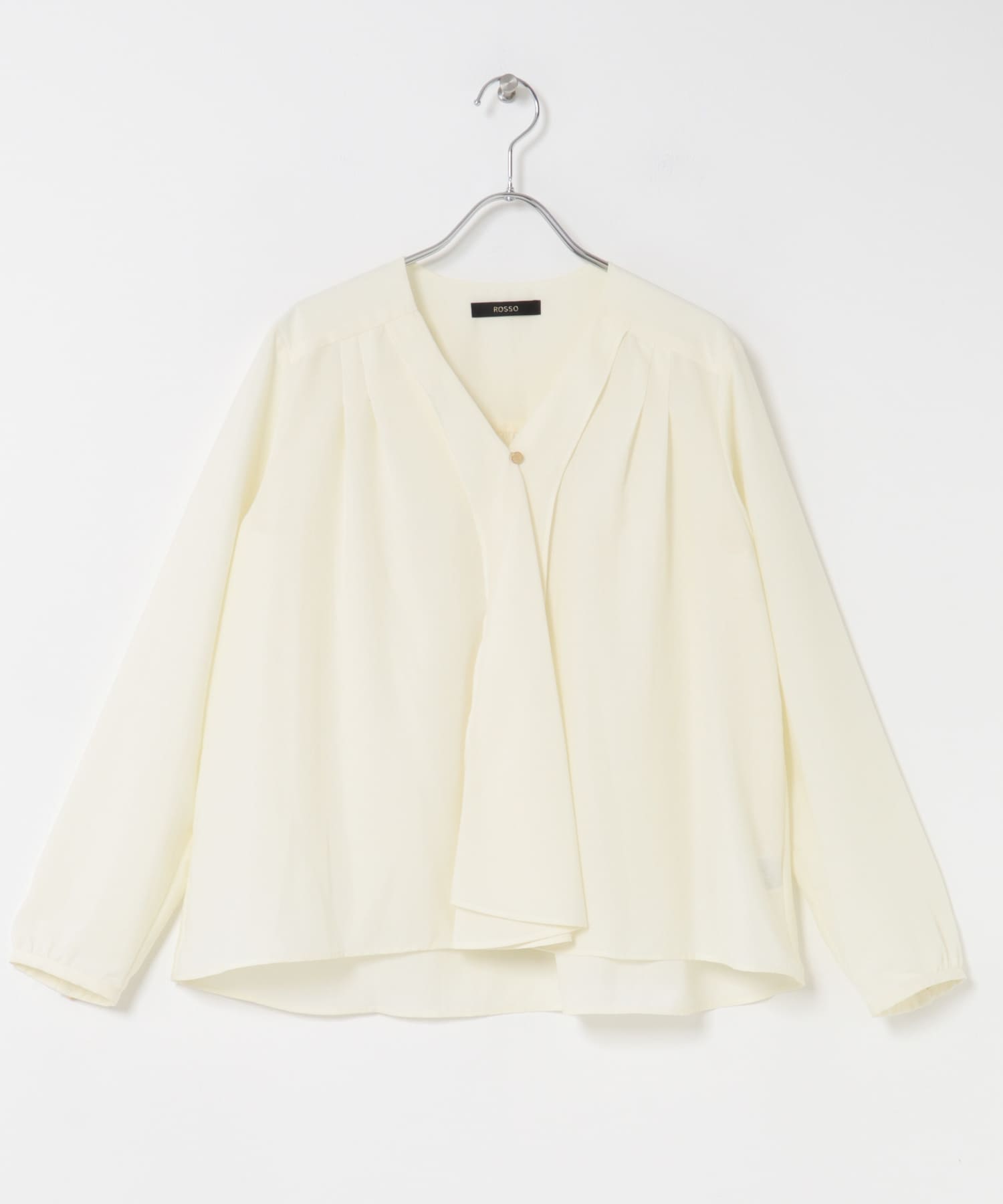 ウォッシャブルVネックフレアブラウス OFF WHITE FREE
