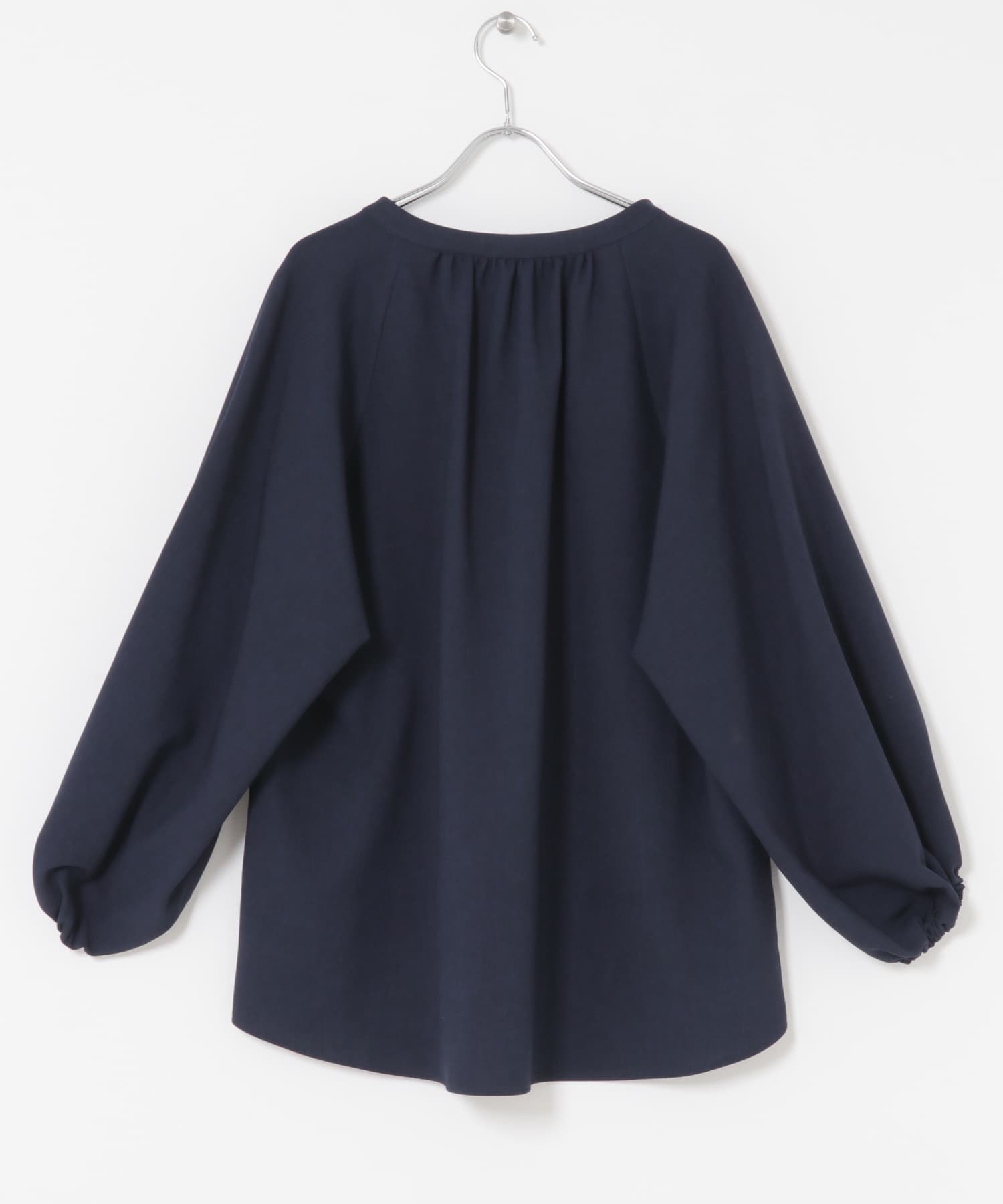 F by ROSSO　イージーケアバルーンスリーブブラウス NAVY FREE