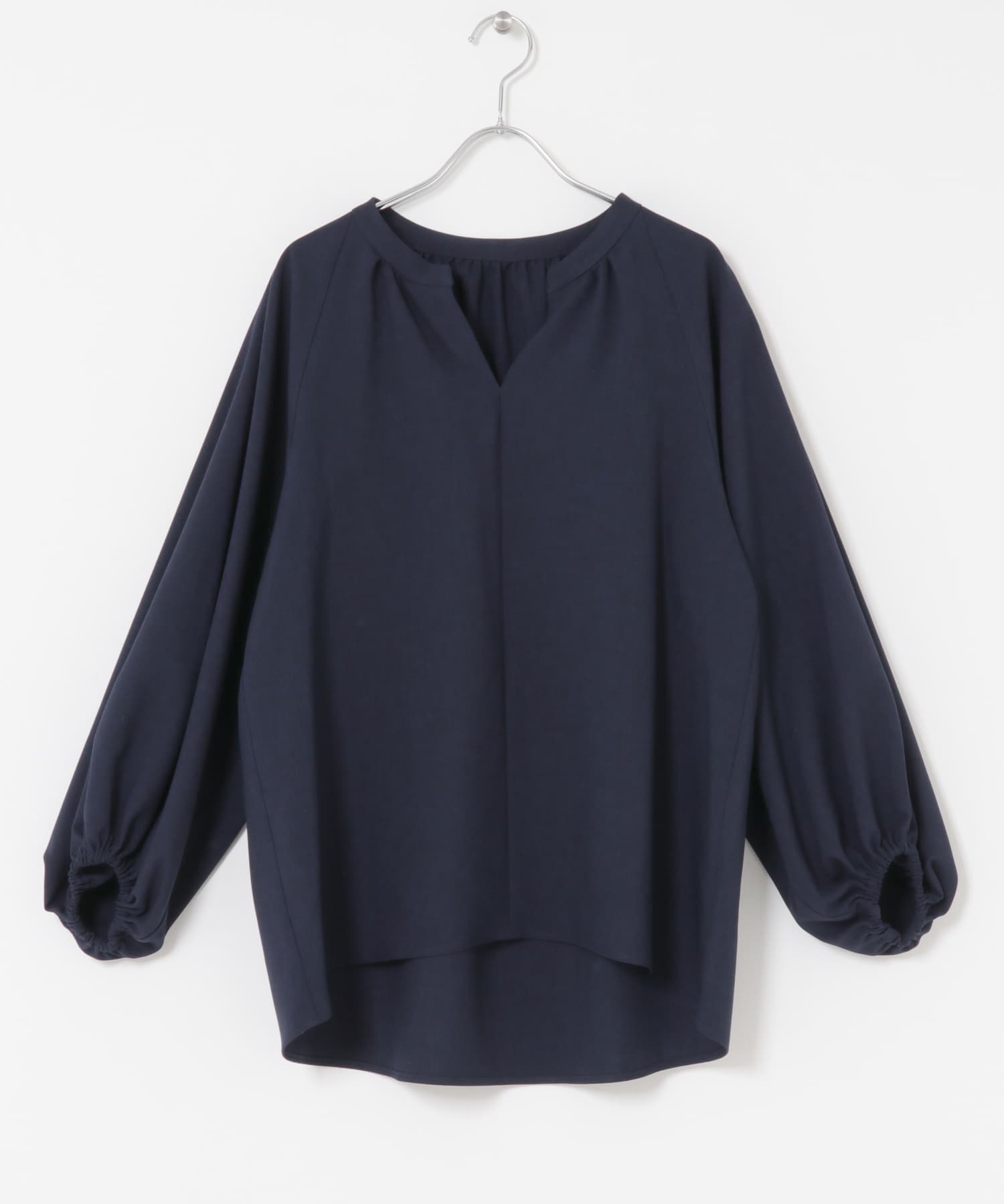 F by ROSSO　イージーケアバルーンスリーブブラウス NAVY FREE