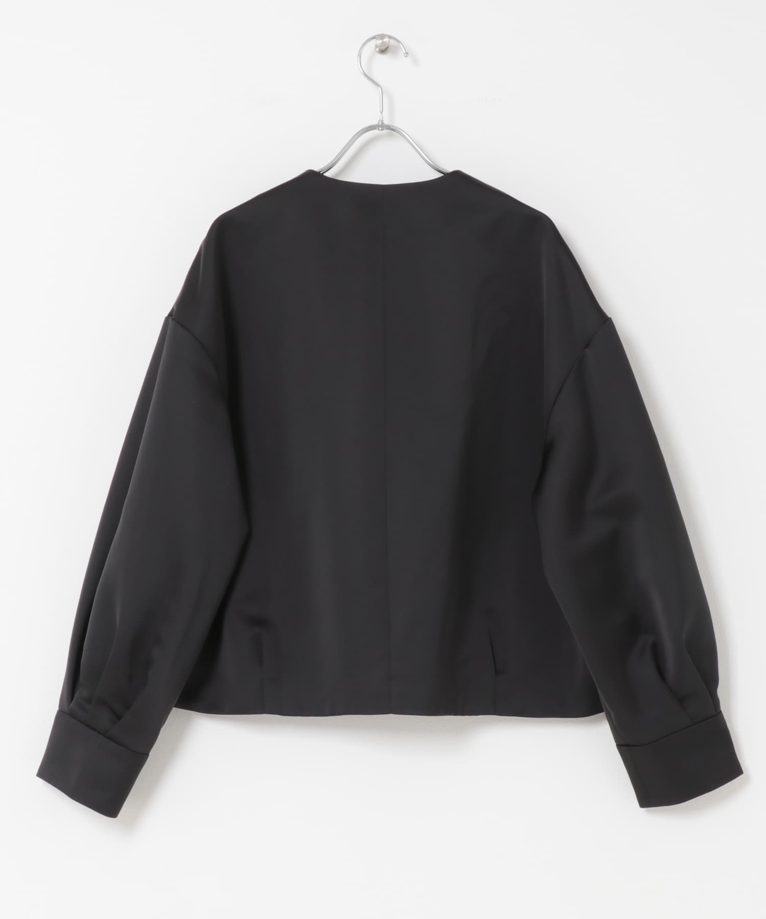 マットサテンノーカラーブルゾン BLACK FREE