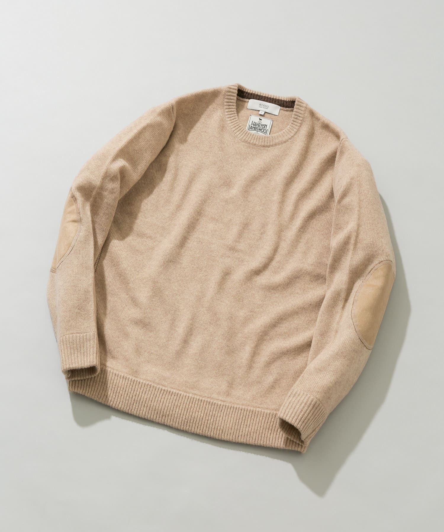 『XLサイズあり』ハミルトンラムズウールエルボーパッチニット