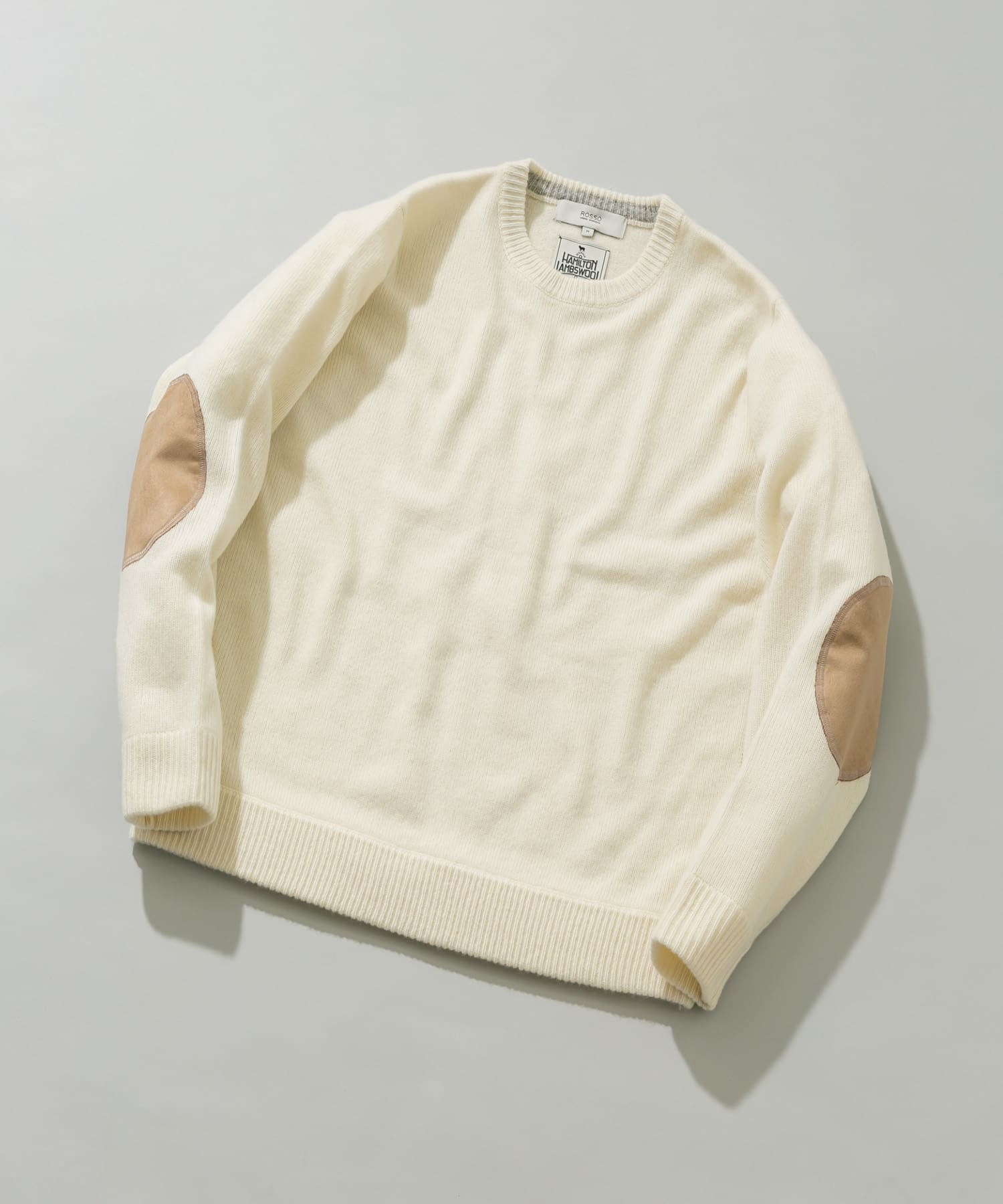 『XLサイズあり』ハミルトンラムズウールエルボーパッチニット