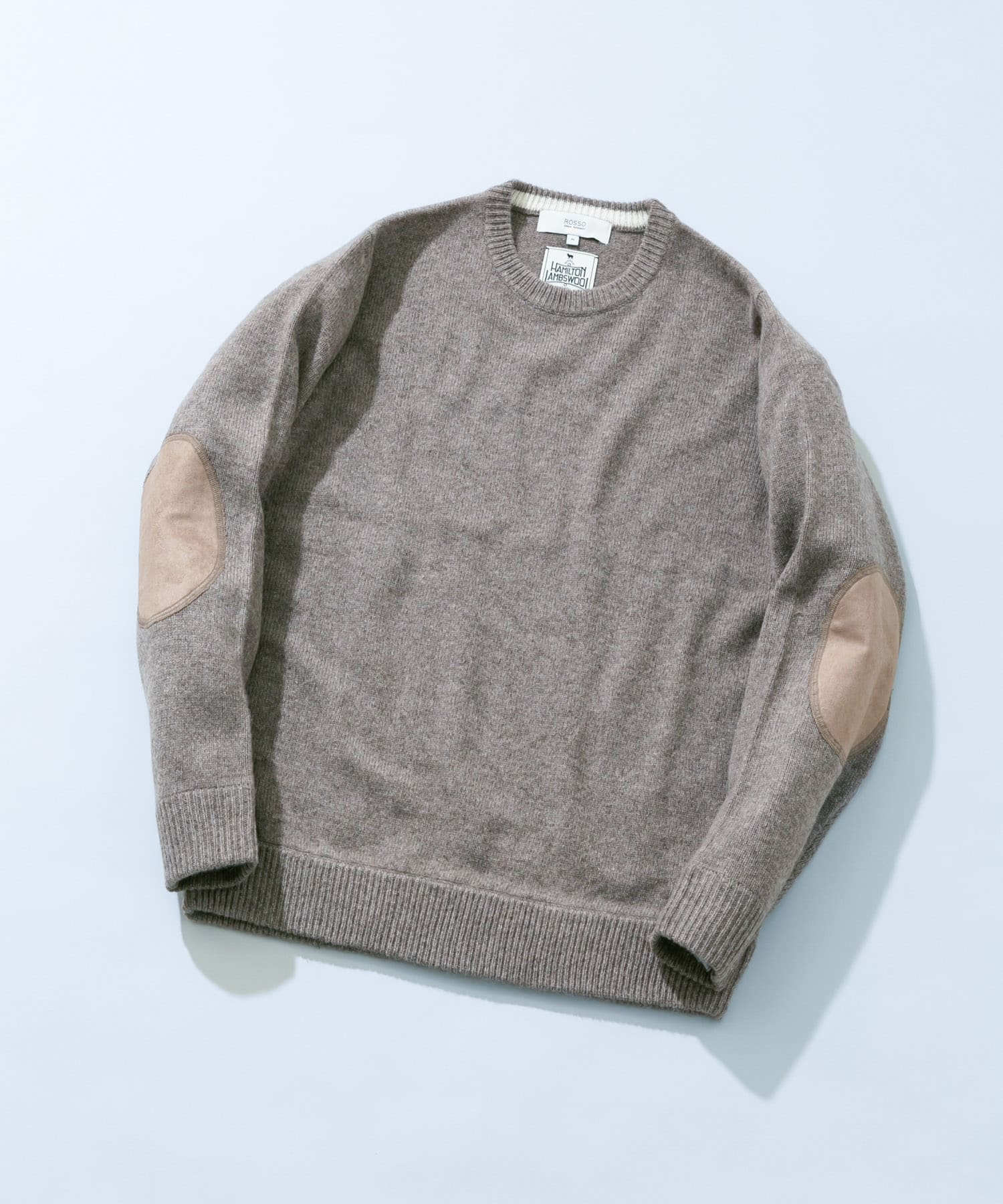 『XLサイズあり』ハミルトンラムズウールエルボーパッチニット
