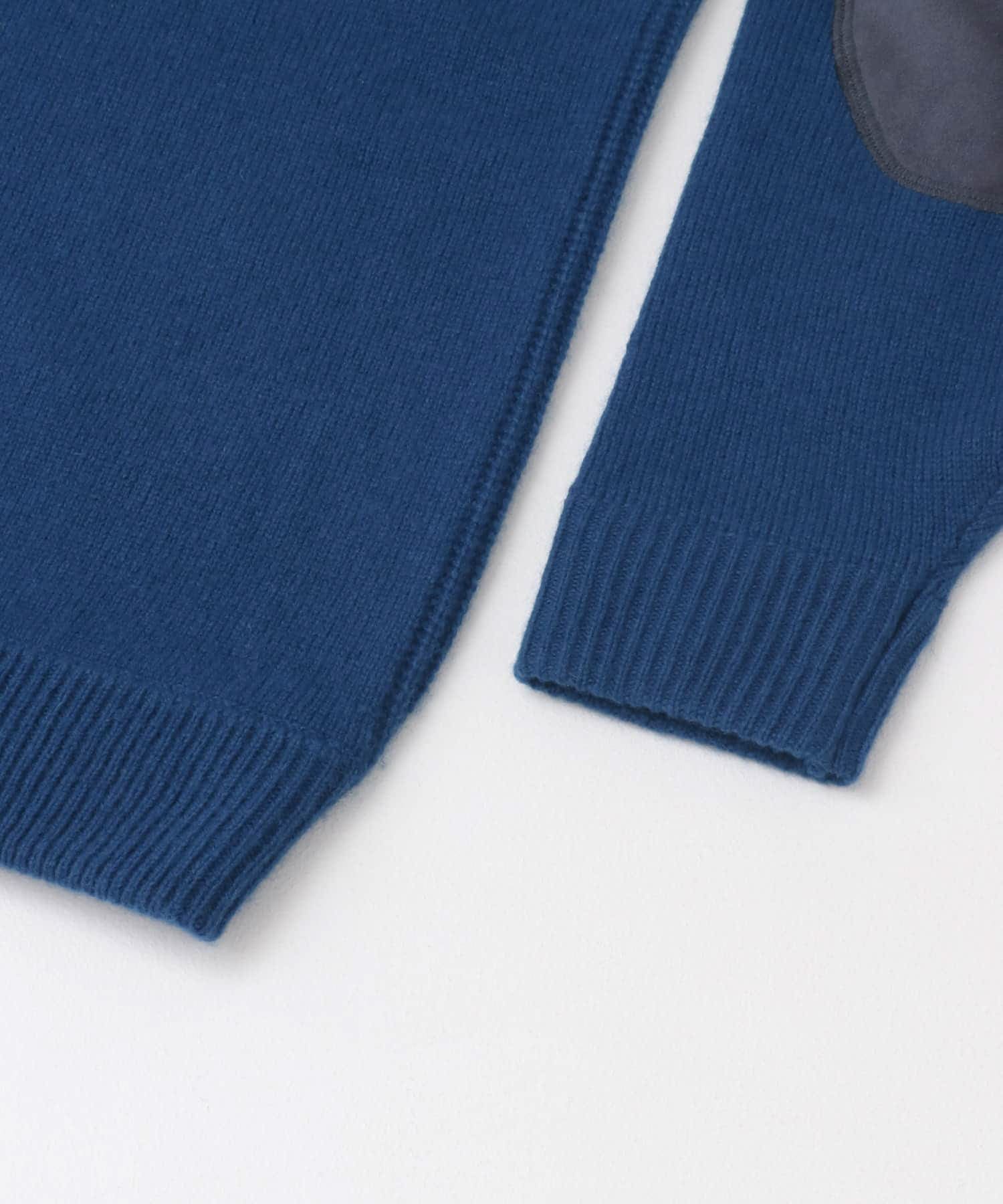 『XLサイズあり』ハミルトンラムズウールエルボーパッチニット BLUE S