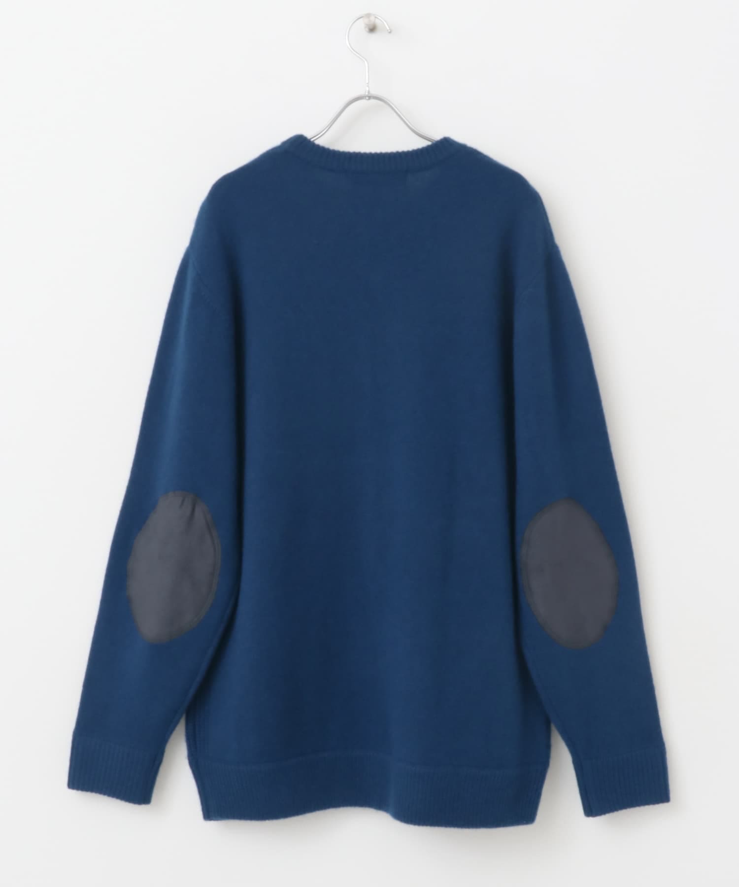 『XLサイズあり』ハミルトンラムズウールエルボーパッチニット BLUE S