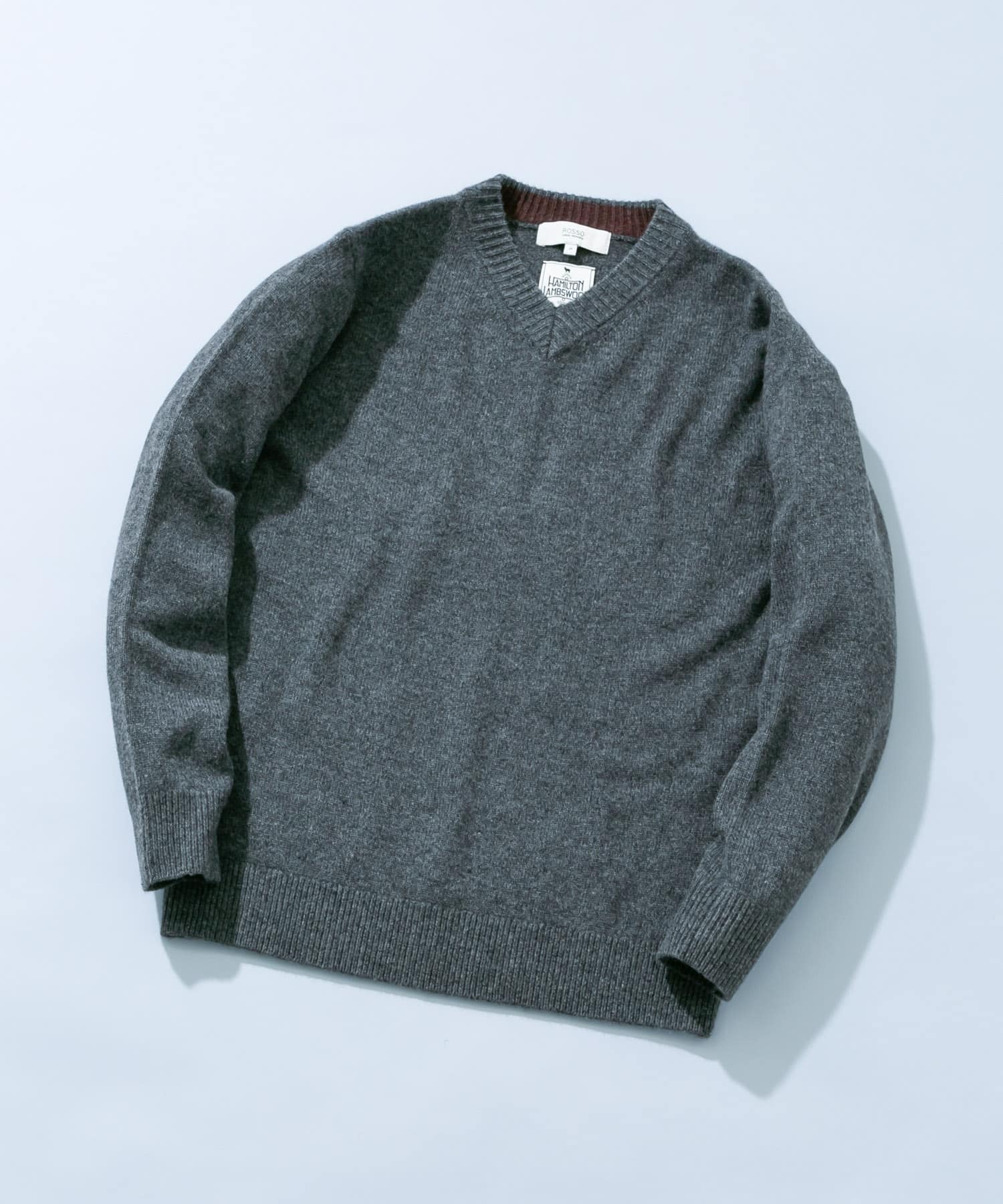 『XLサイズあり』ハミルトンラムズウールVネックニット CHARCOAL M