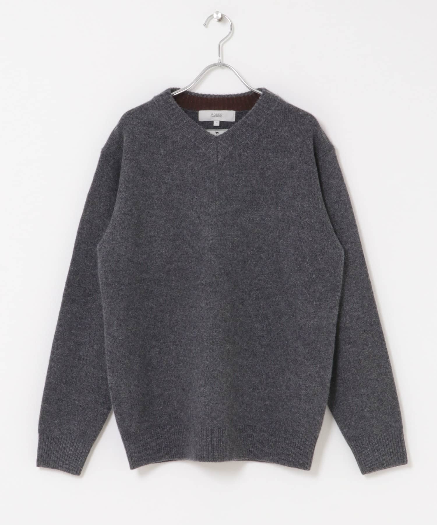 『XLサイズあり』ハミルトンラムズウールVネックニット CHARCOAL S