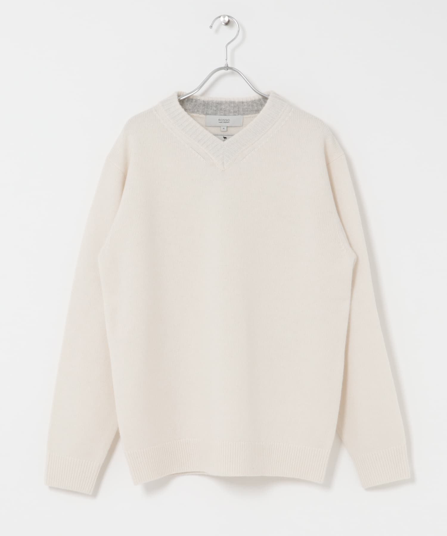 『XLサイズあり』ハミルトンラムズウールVネックニット WHITE S