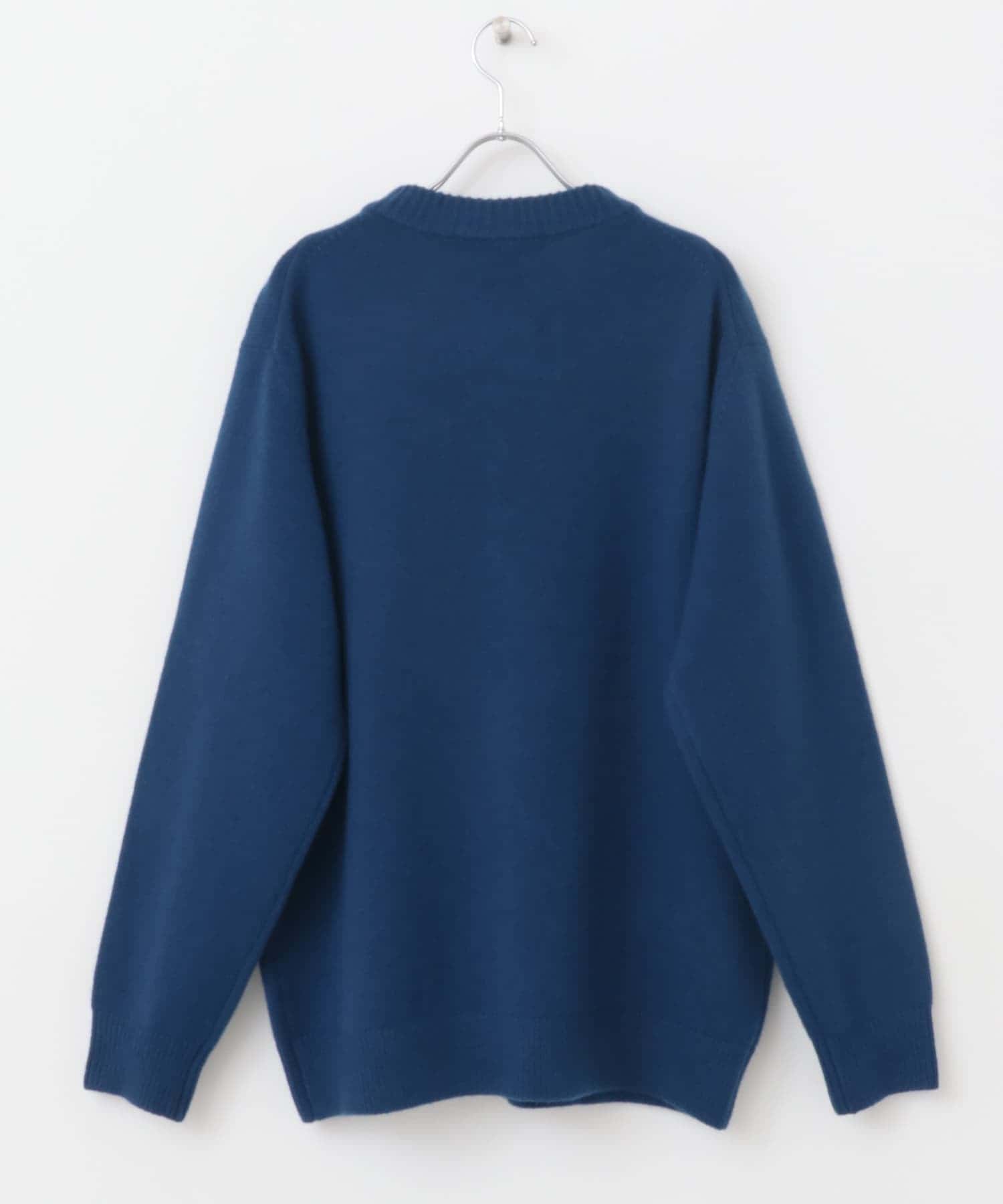 『XLサイズあり』ハミルトンラムズウールVネックニット BLUE S