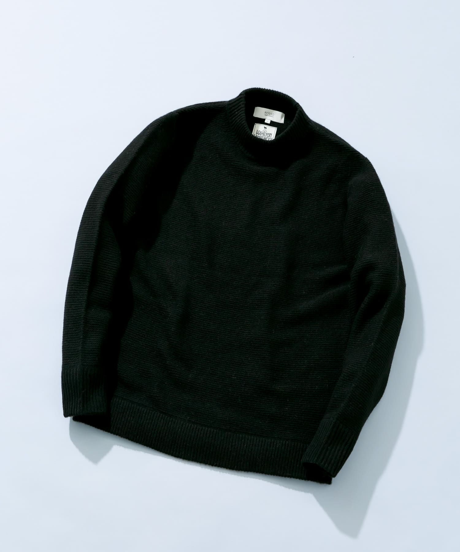 『XLサイズあり』ハミルトンウールガーター編みモックネックプルオーバー BLACK L