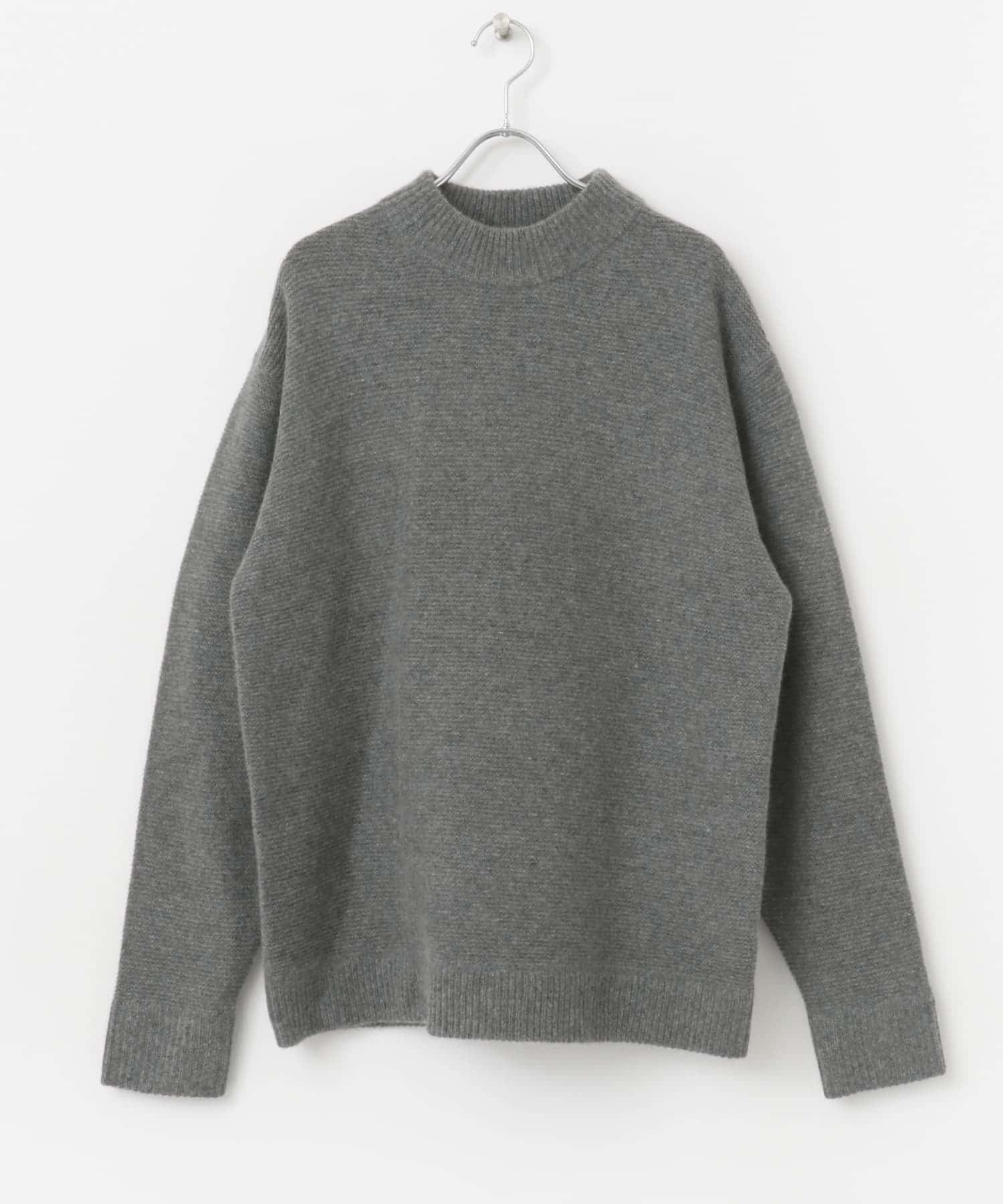 『XLサイズあり』ハミルトンウールガーター編みモックネックプルオーバー GRAY M