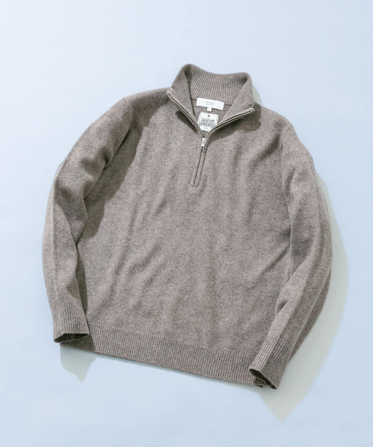 『XLサイズあり』ハミルトンラムズウールハーフジップニット GREIGE L