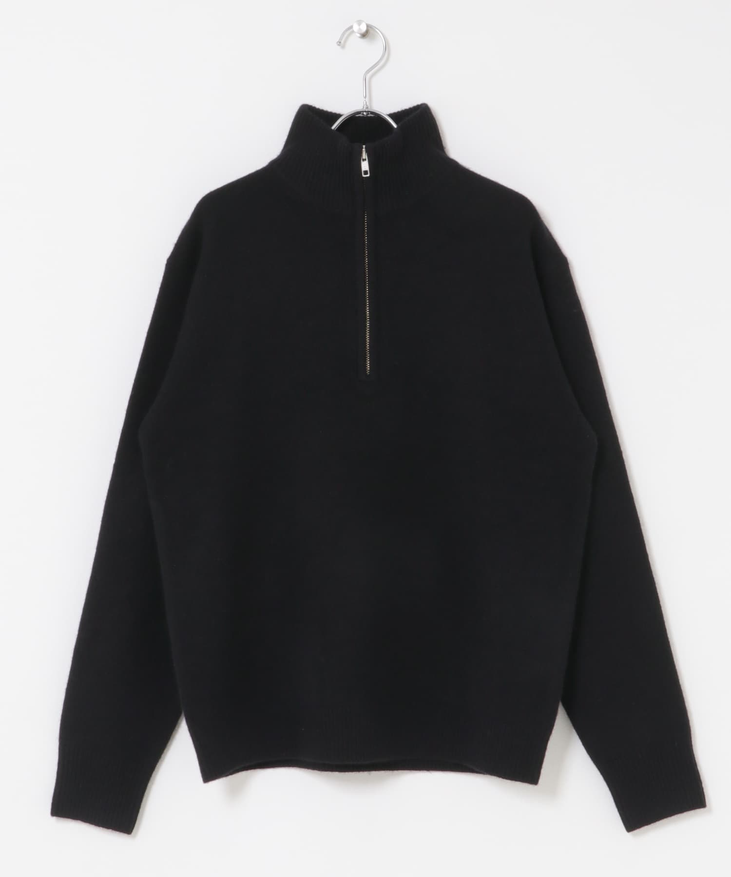 『XLサイズあり』ハミルトンラムズウールハーフジップニット BLACK M