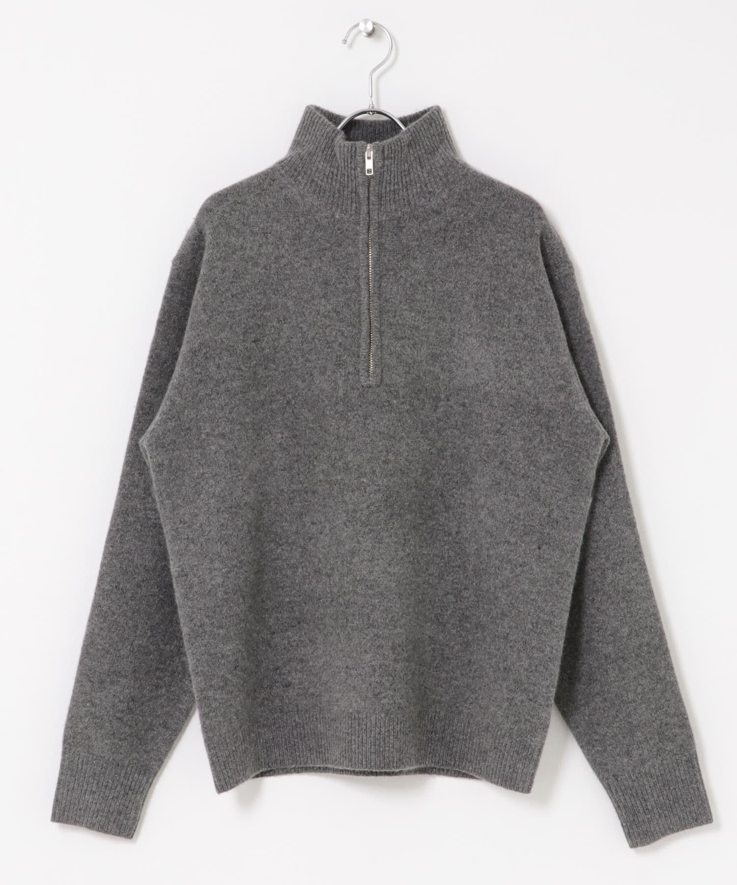 『XLサイズあり』ハミルトンラムズウールハーフジップニット GRAY M