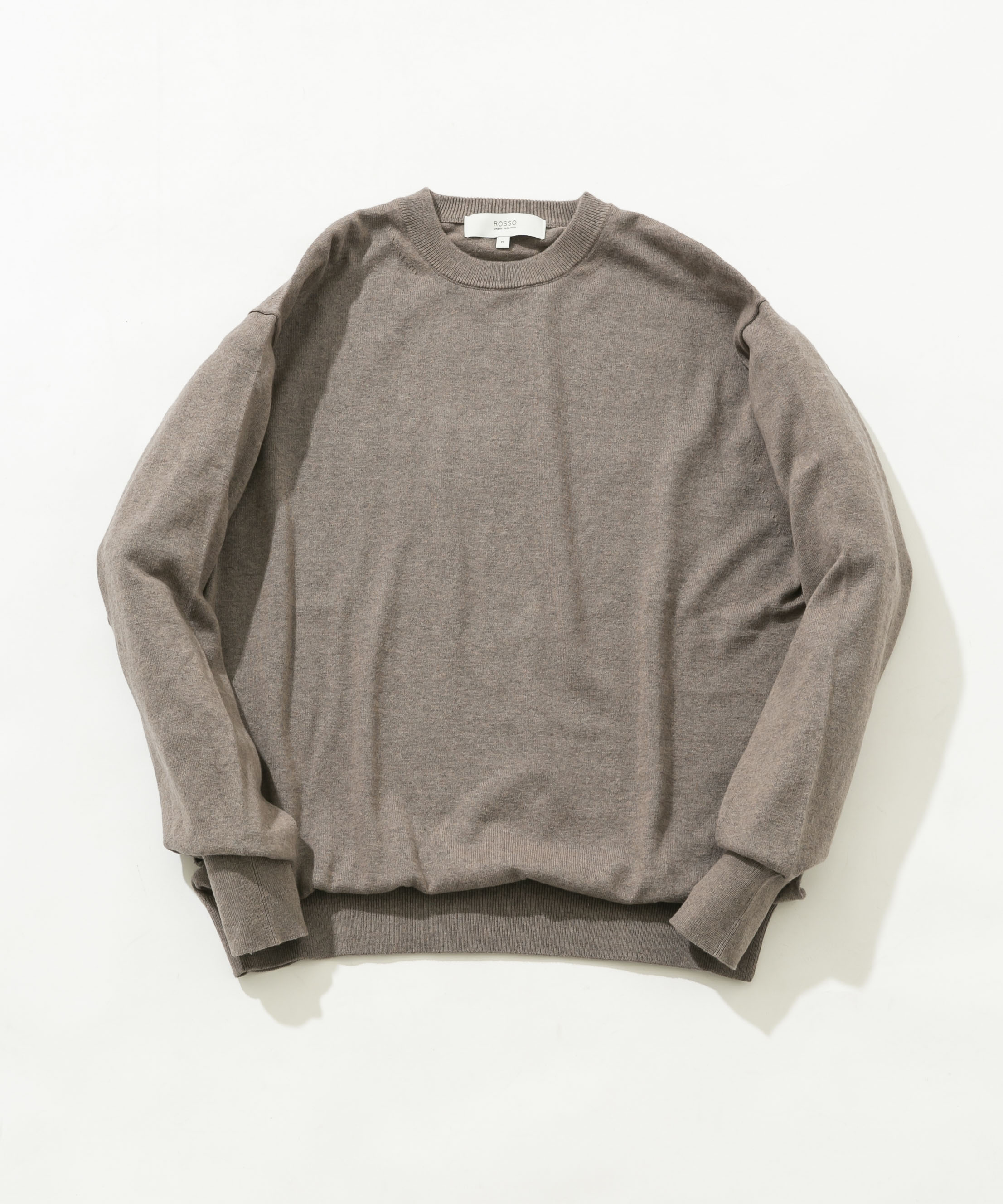 コットンカシミヤクルーネックニット GREIGE M