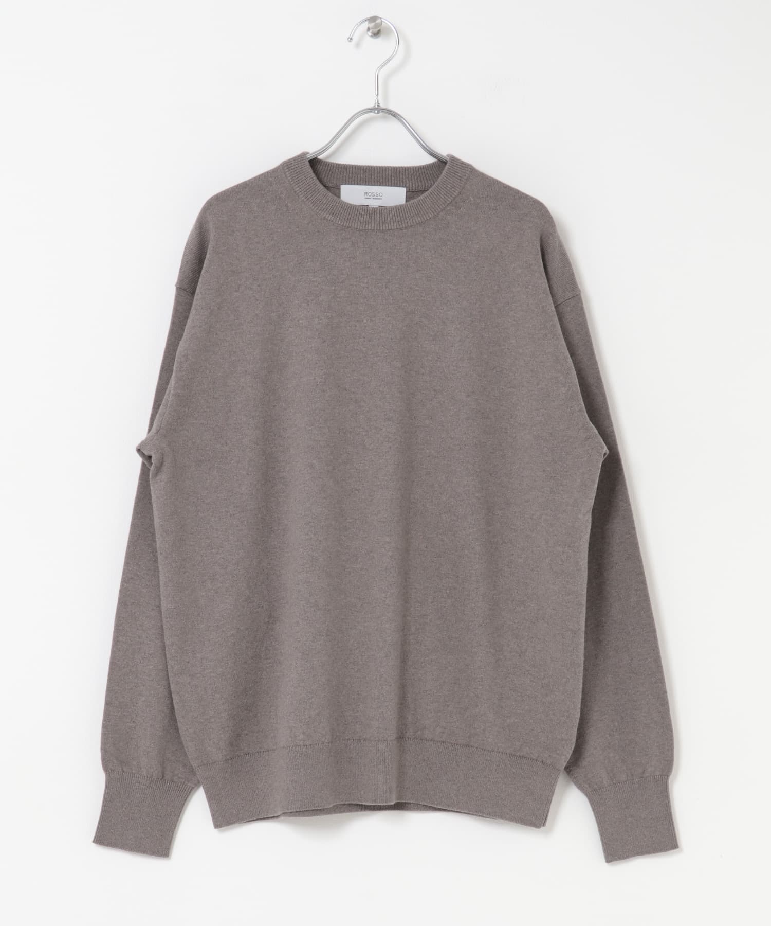 コットンカシミヤクルーネックニット GREIGE M