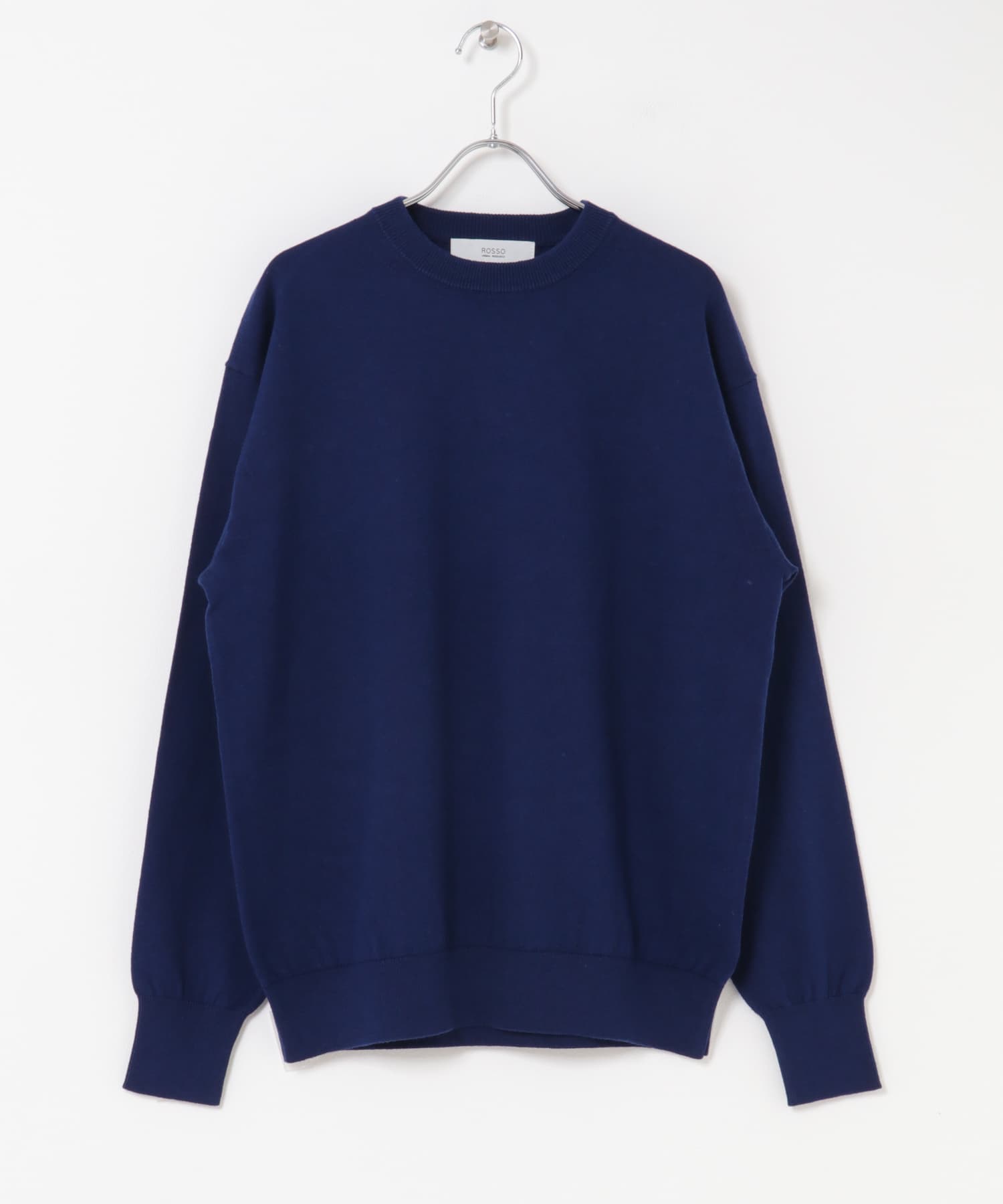 コットンカシミヤクルーネックニット BLUE M
