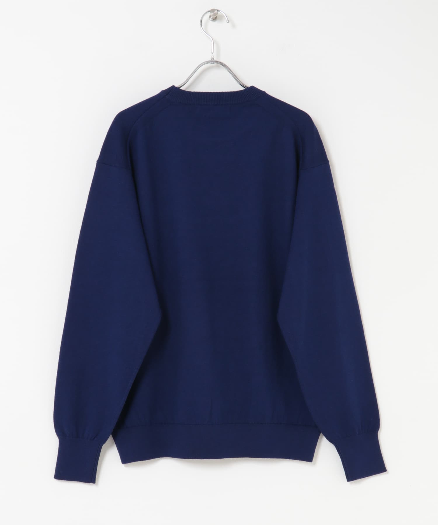コットンカシミヤクルーネックニット BLUE M