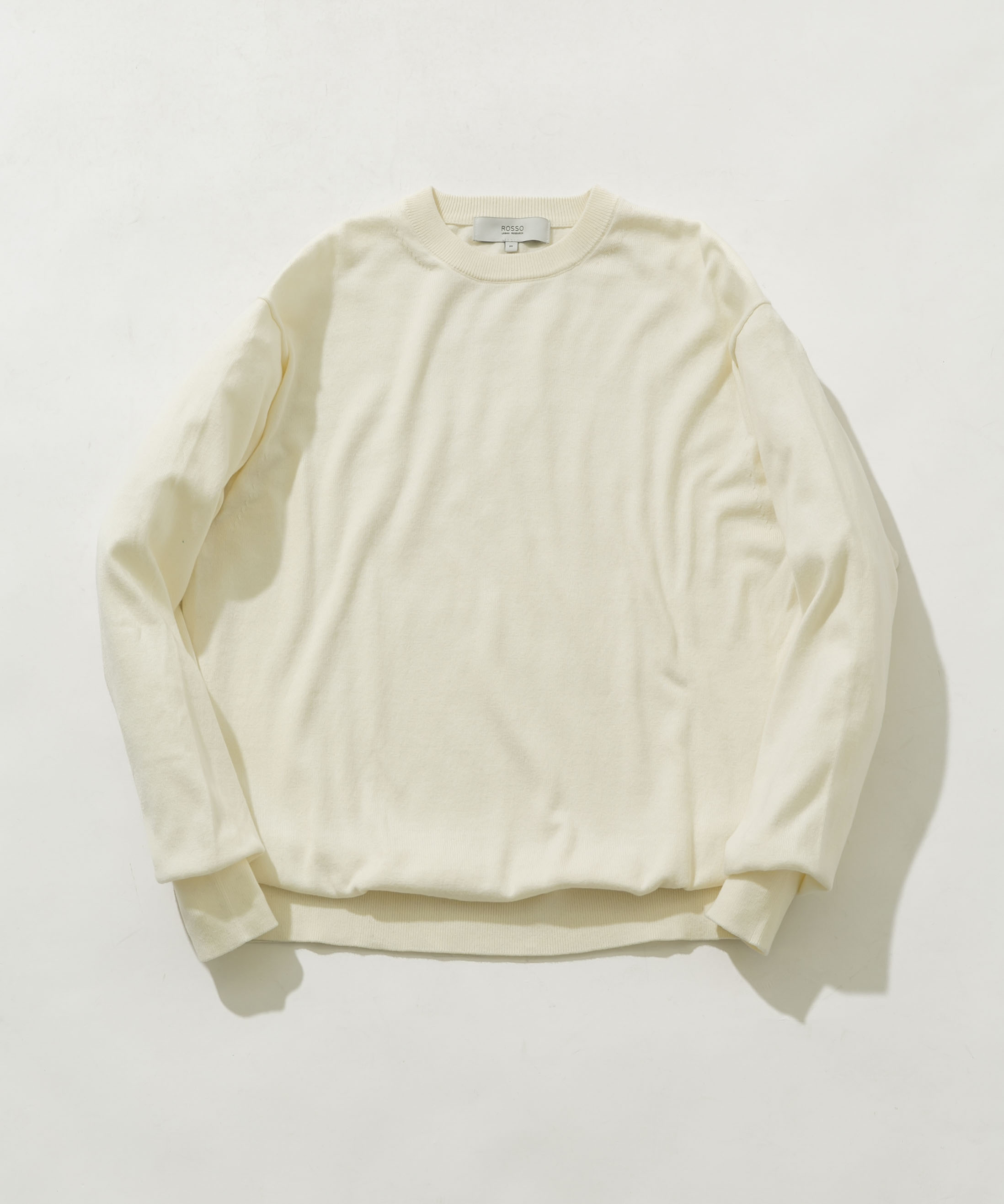 コットンカシミヤクルーネックニット IVORY L