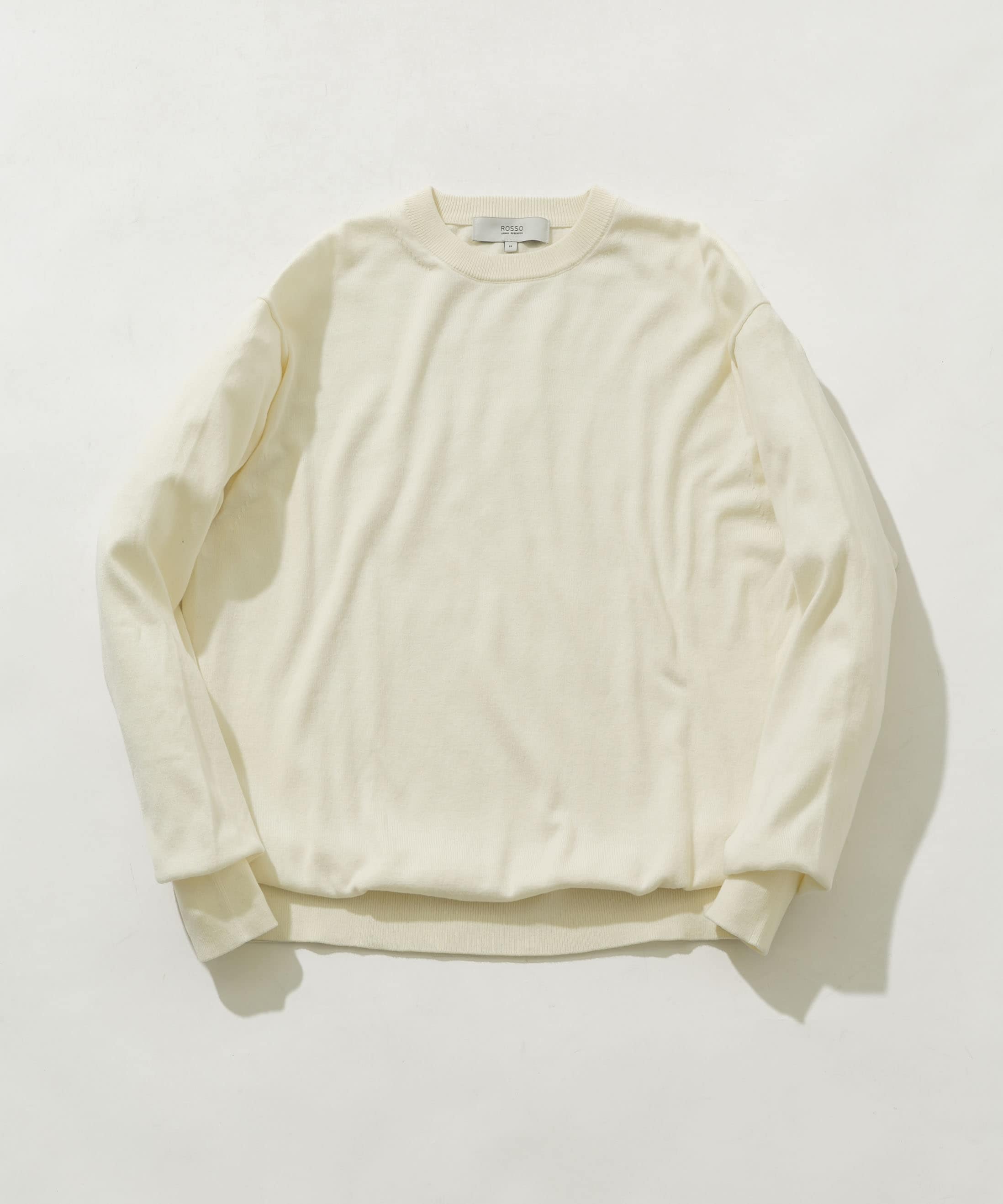 コットンカシミヤクルーネックニット IVORY L