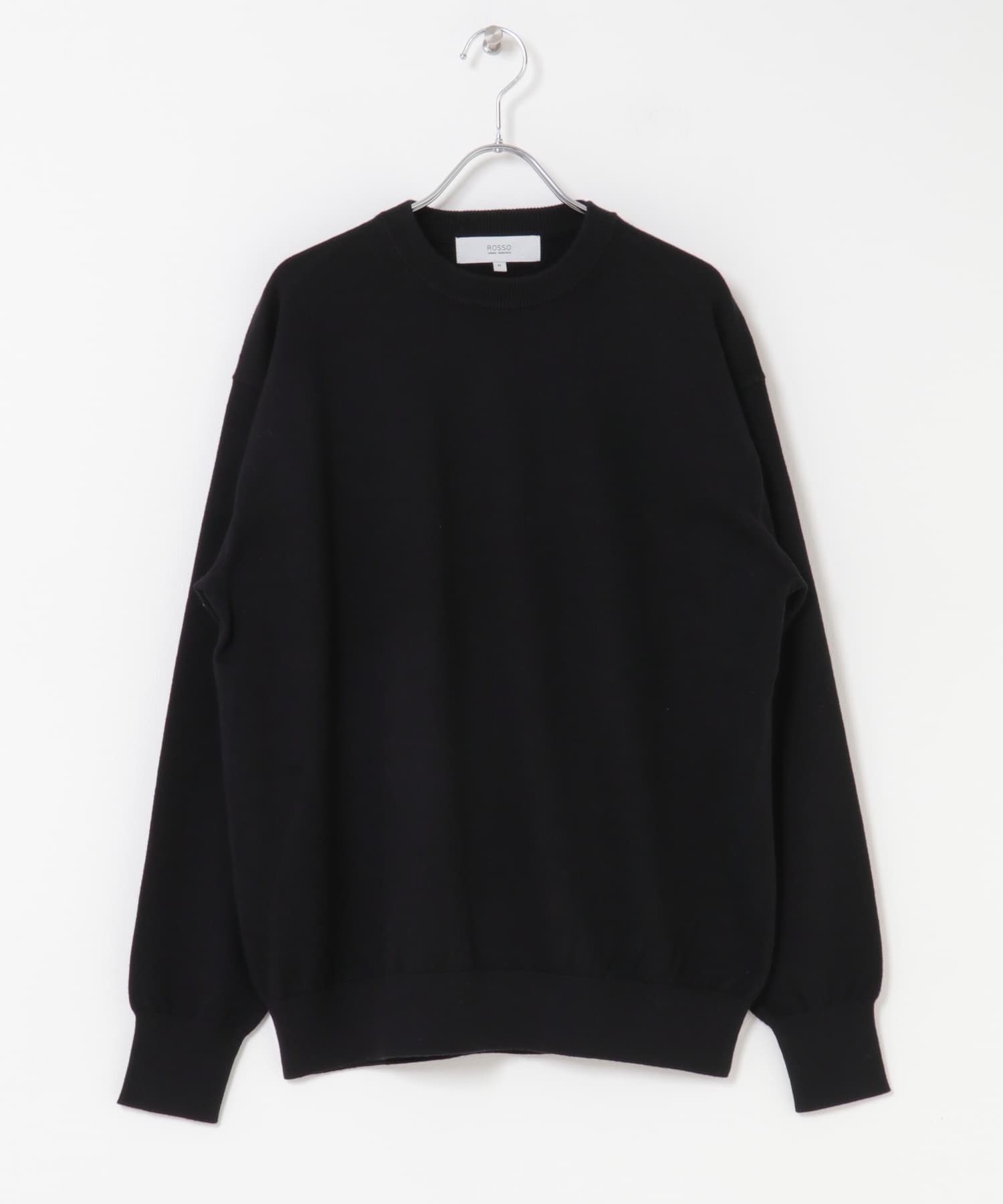 コットンカシミヤクルーネックニット BLACK M