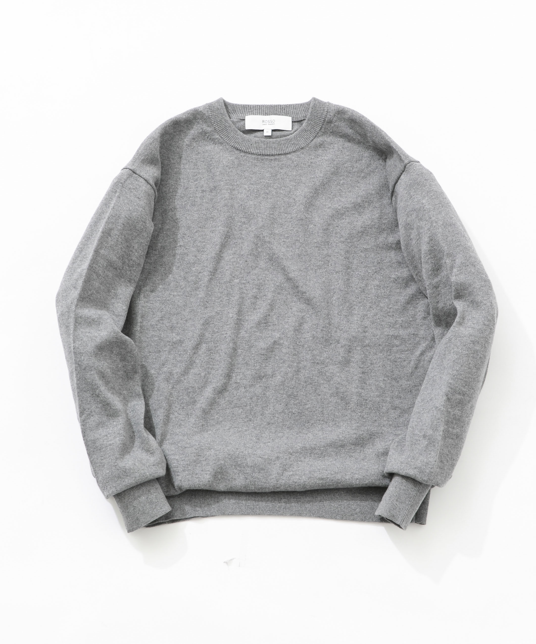コットンカシミヤクルーネックニット GRAY M