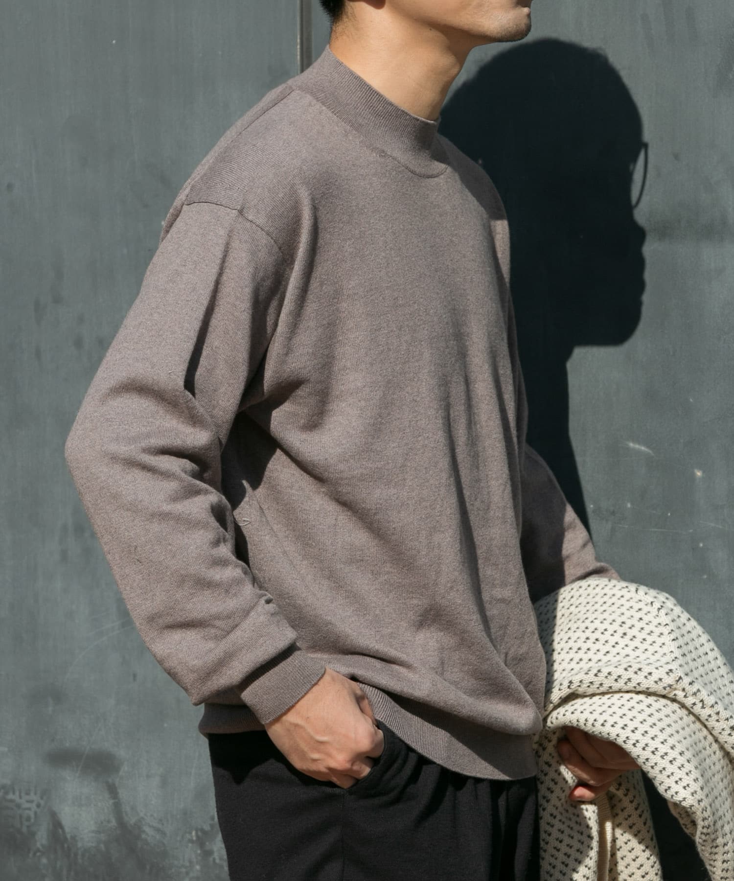 コットンカシミヤモックネックニット