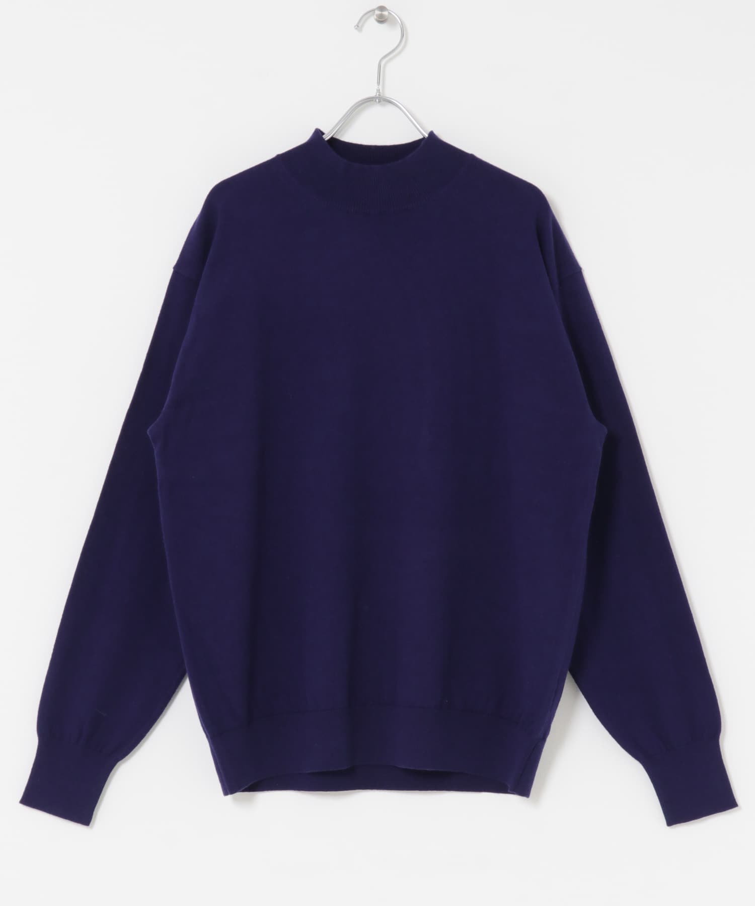 コットンカシミヤモックネックニット BLUE M