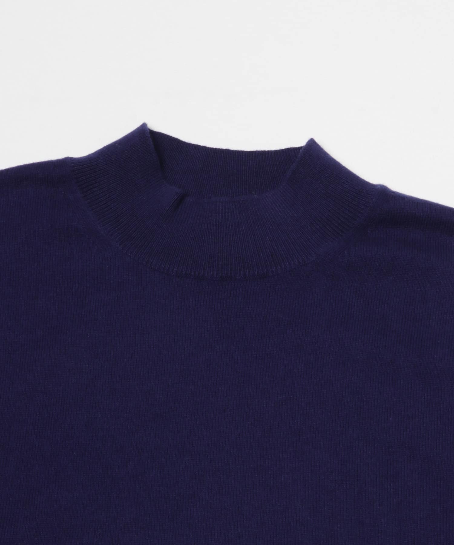コットンカシミヤモックネックニット BLUE M