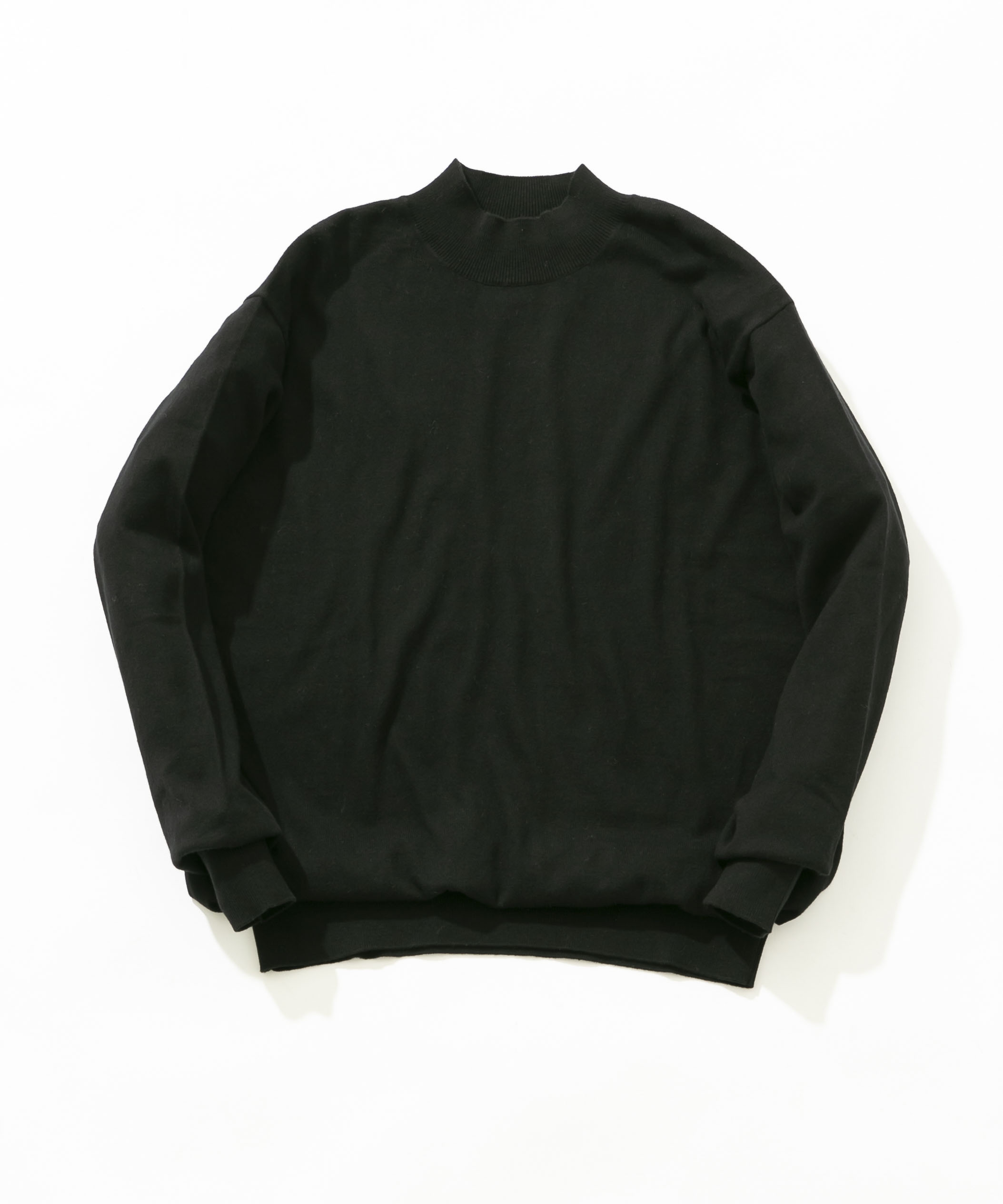 コットンカシミヤモックネックニット BLACK L