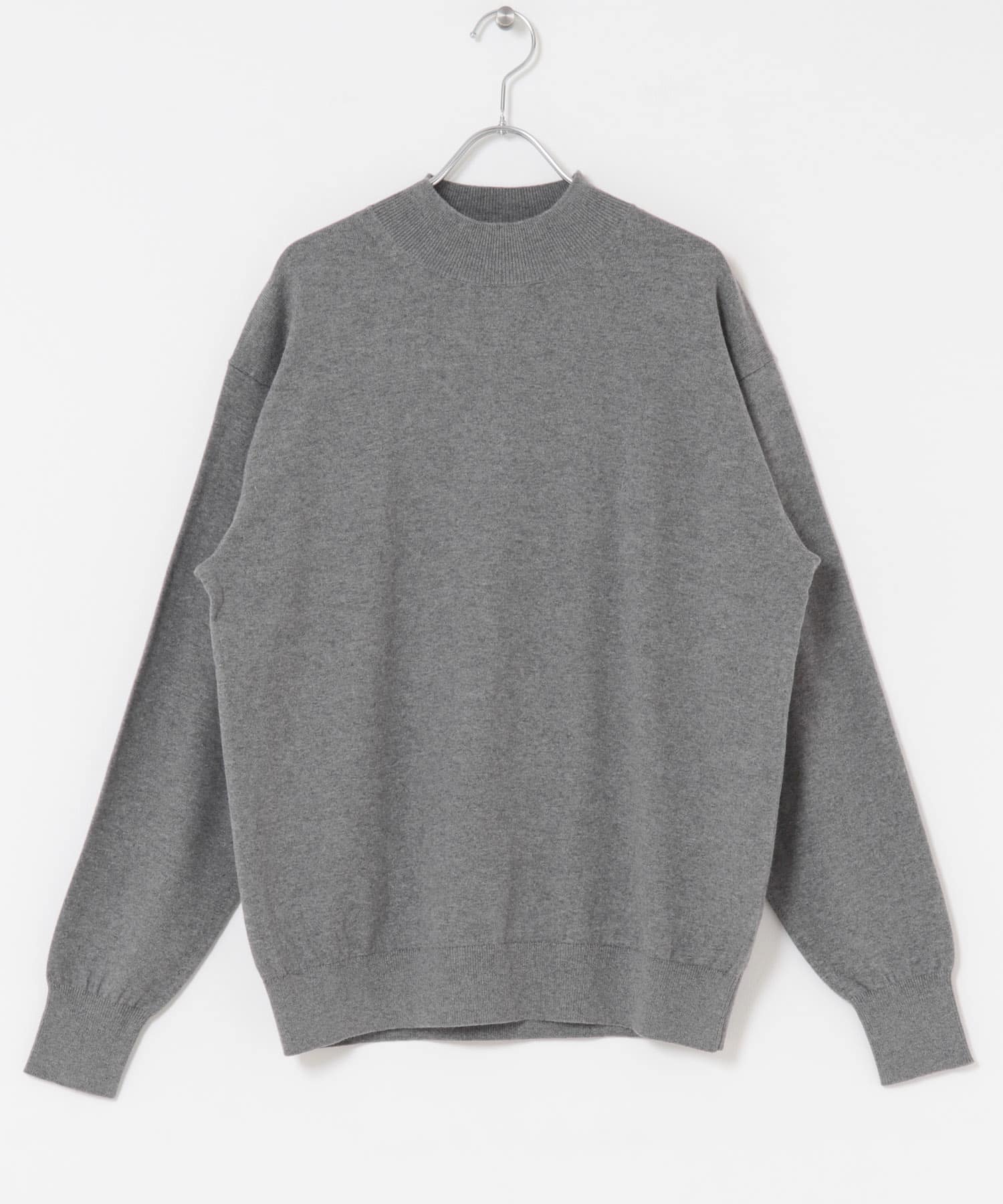 コットンカシミヤモックネックニット GRAY M