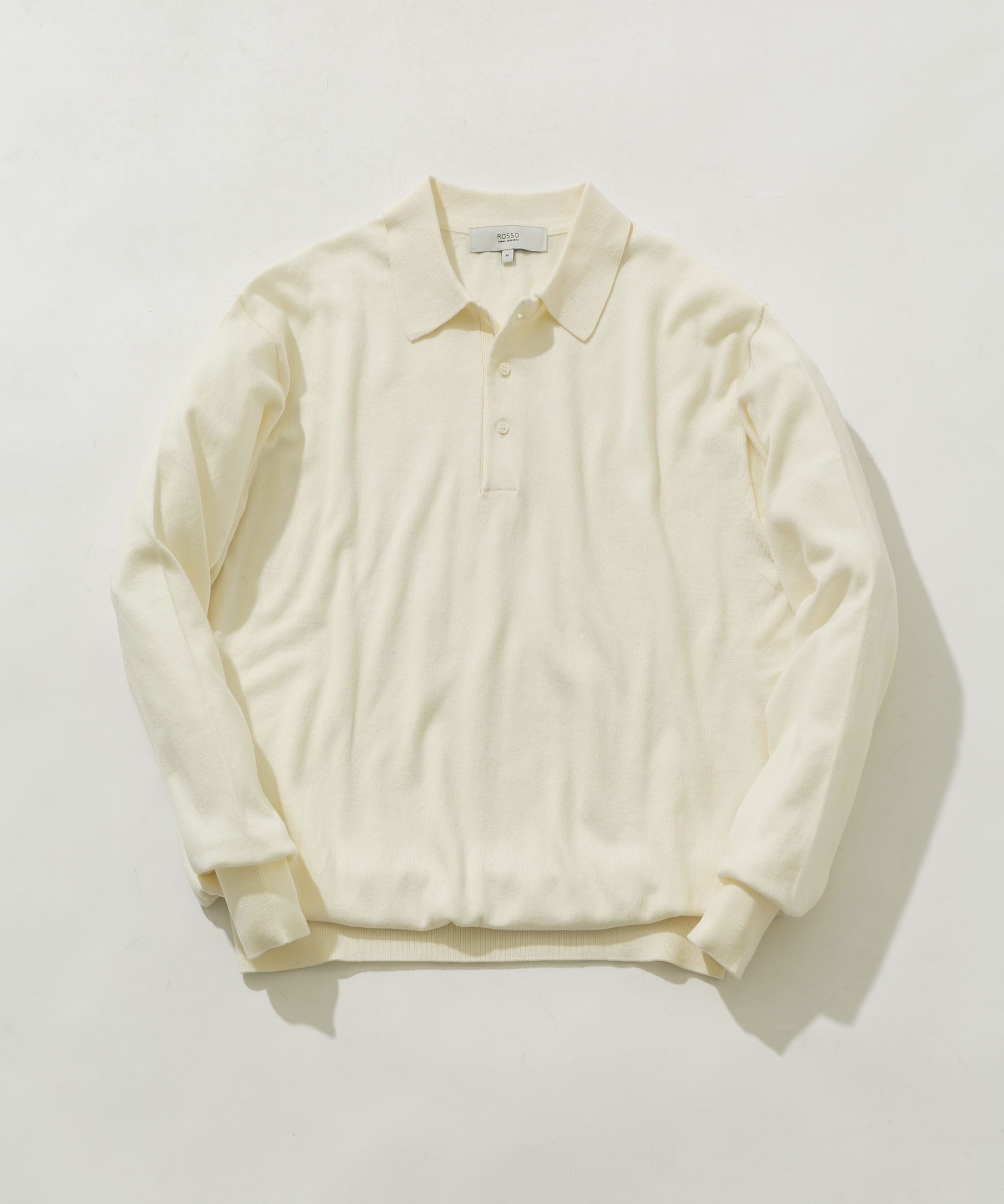 コットンカシミヤニットポロシャツ IVORY L