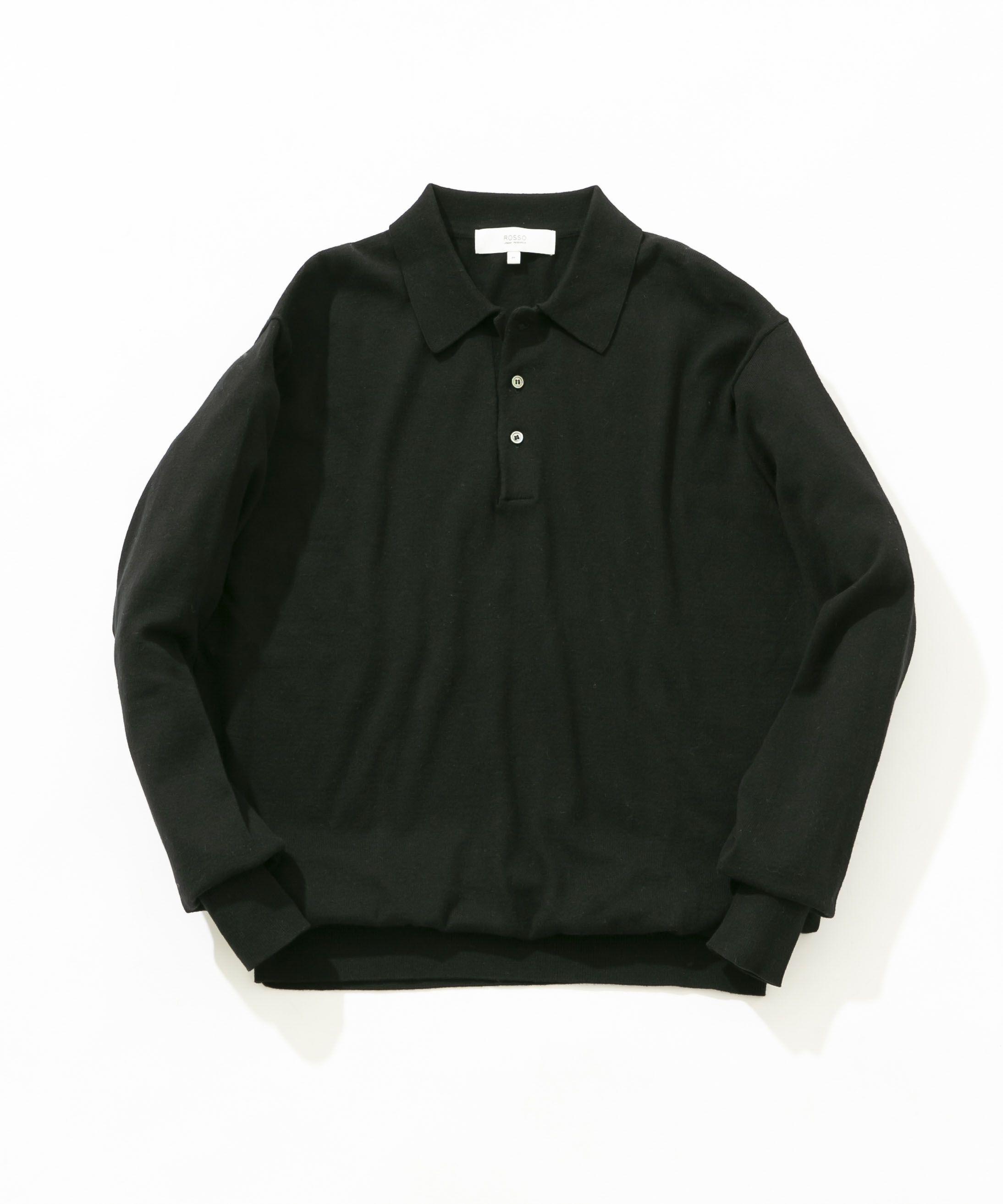 コットンカシミヤニットポロシャツ BLACK L
