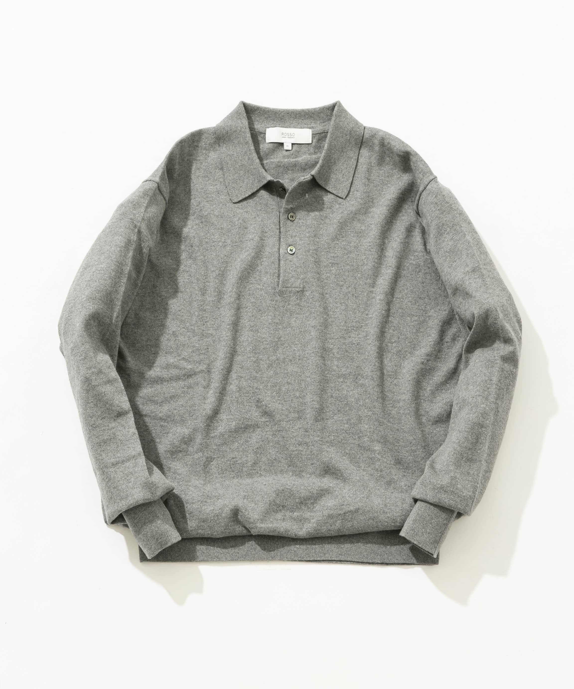 コットンカシミヤニットポロシャツ GRAY M